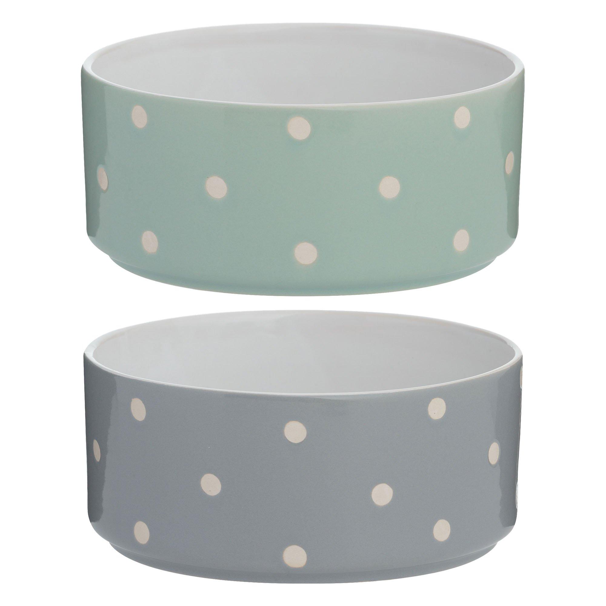 Polka Dot Dog Bowls 18cm x2