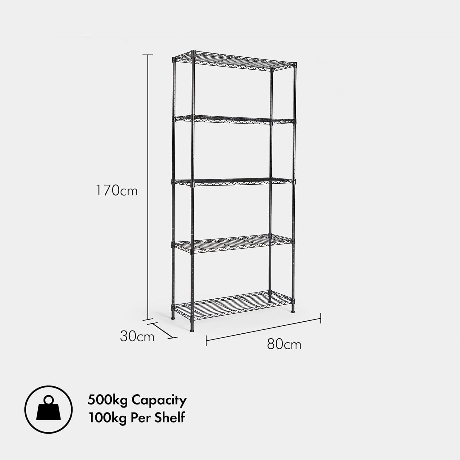 Black - VonHaus - 5 Tier Wire Shelving Unit for Storage - 3