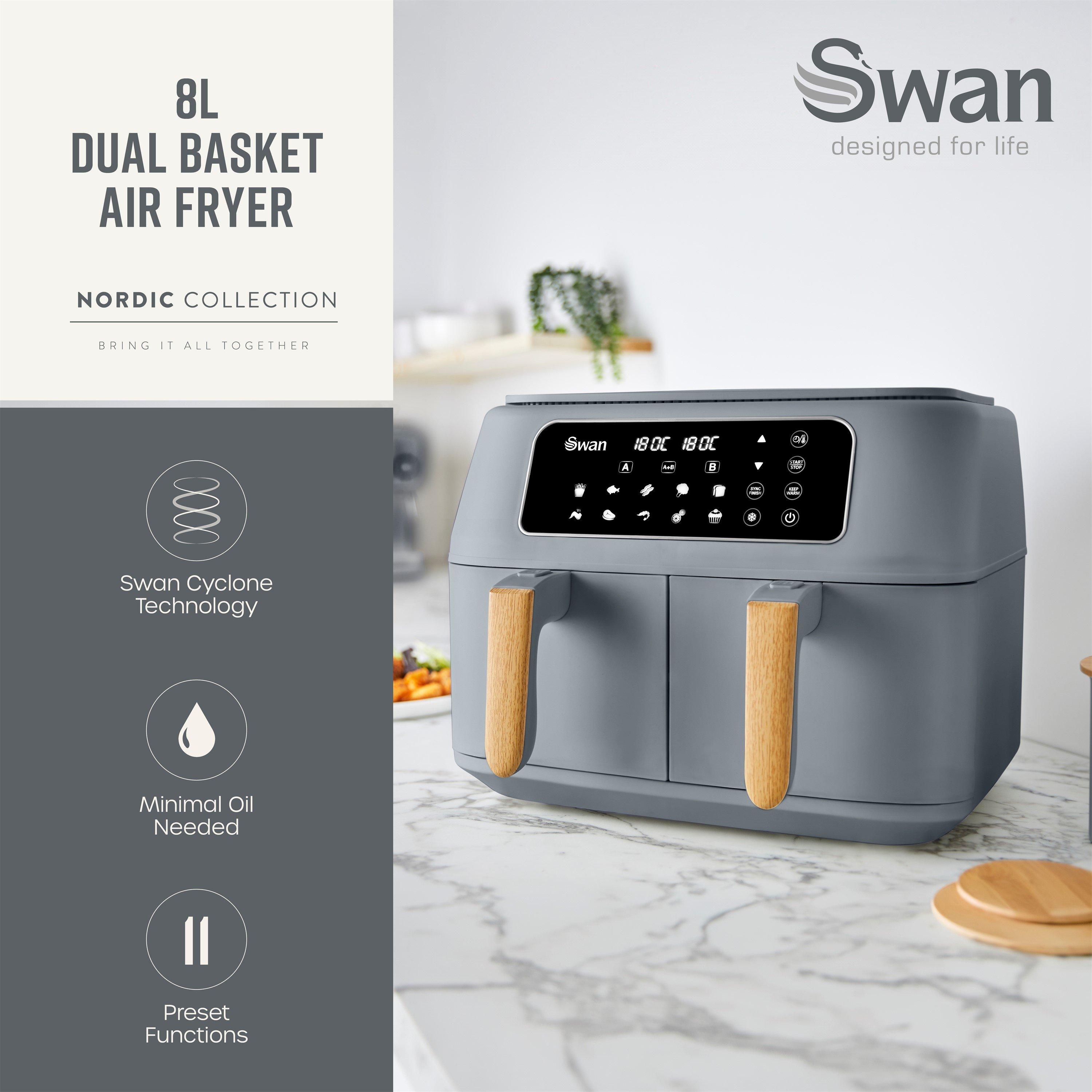 Grey - Swan - Nordic Dual 8L 13in1 Air Fryer Grey - 2