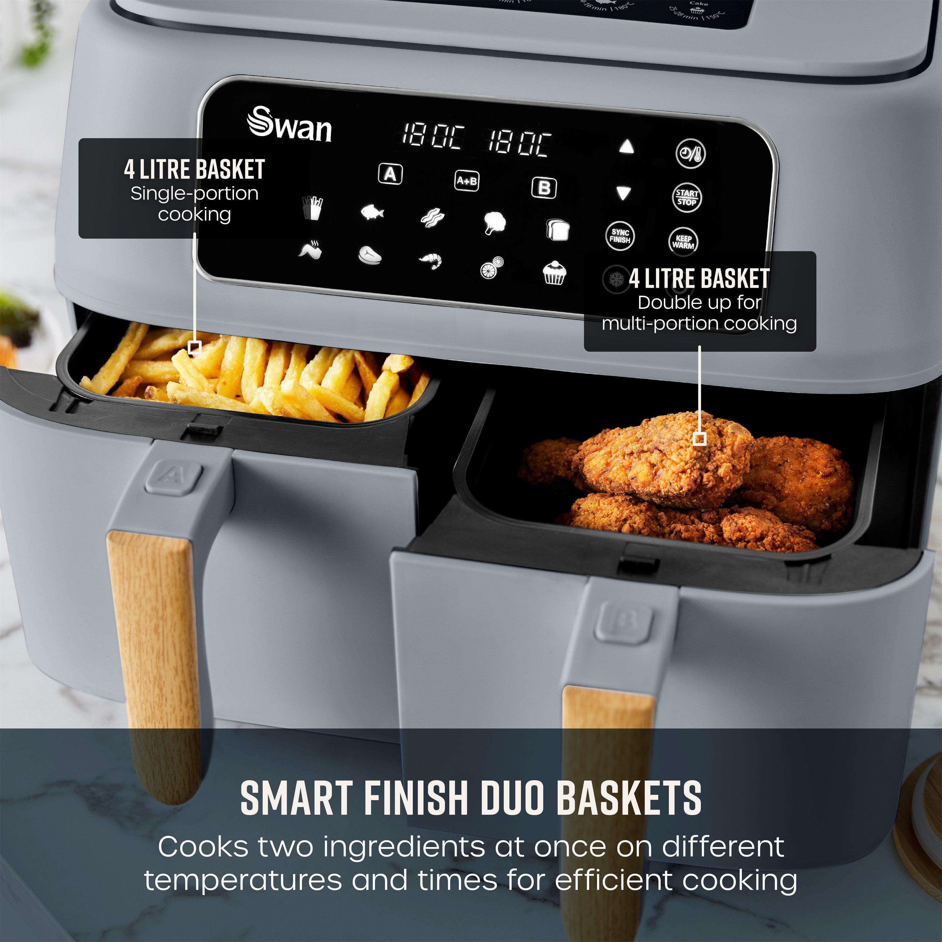 Grey - Swan - Nordic Dual 8L 13in1 Air Fryer Grey - 3