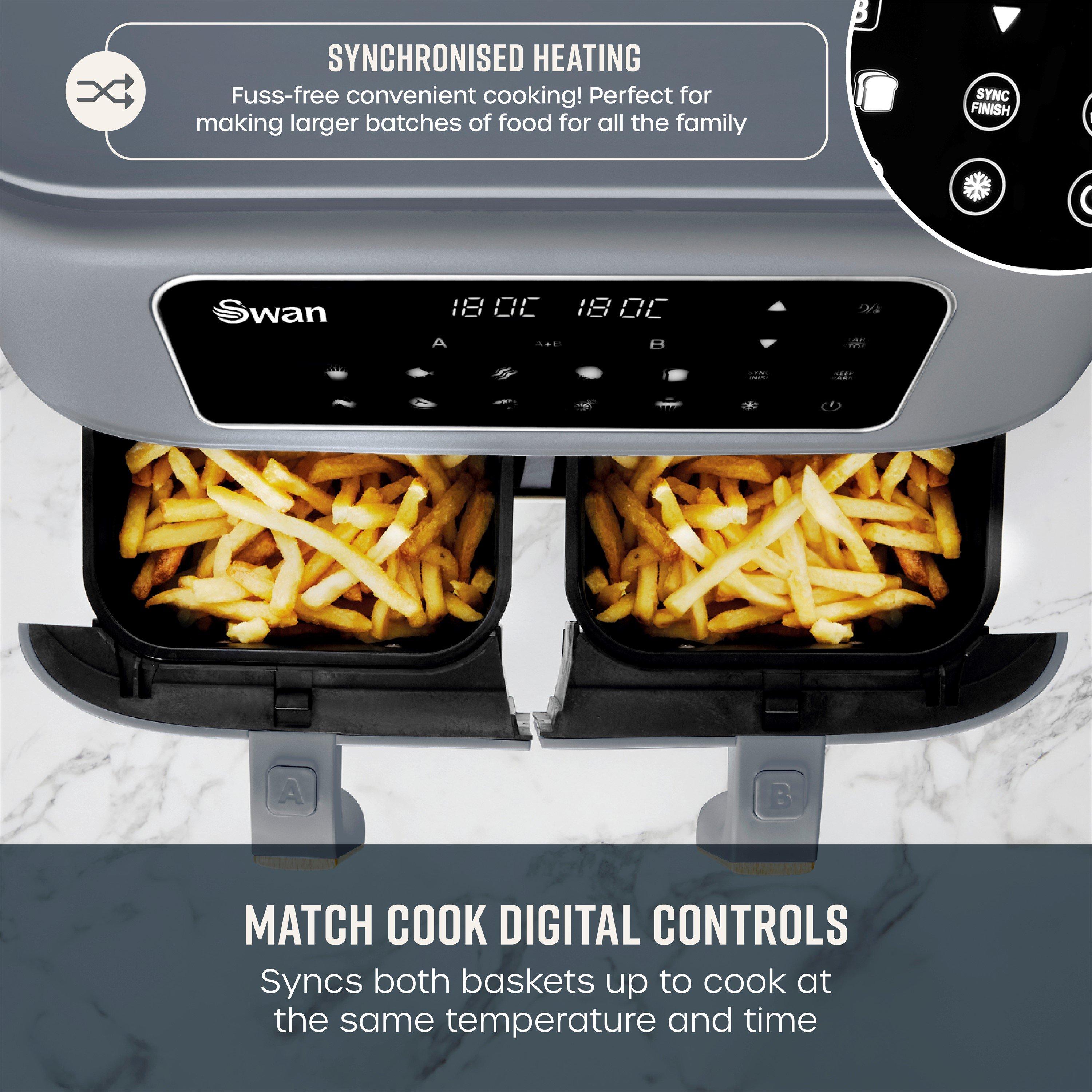 Grey - Swan - Nordic Dual 8L 13in1 Air Fryer Grey - 4