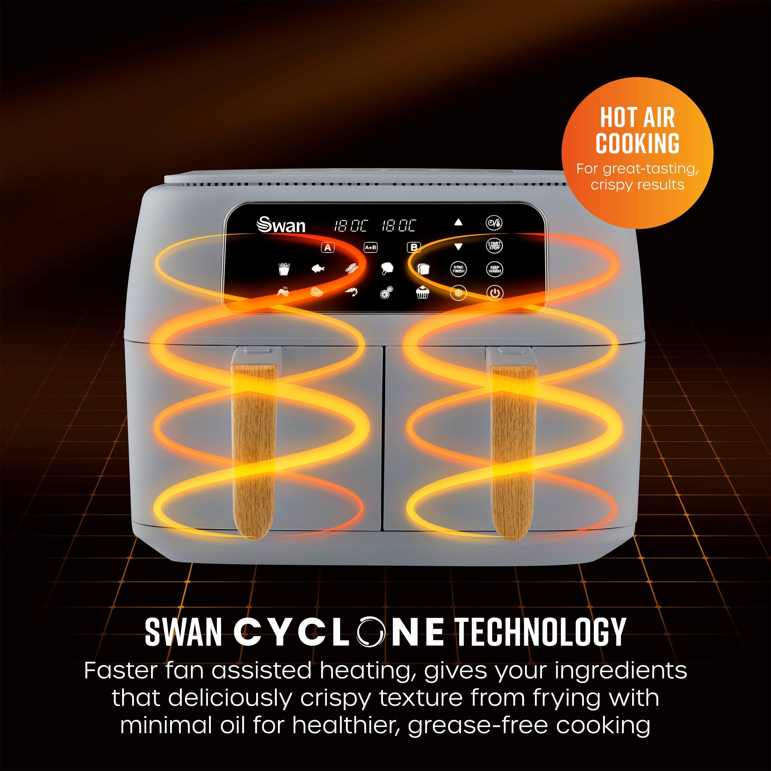 Grey - Swan - Nordic Dual 8L 13in1 Air Fryer Grey - 5