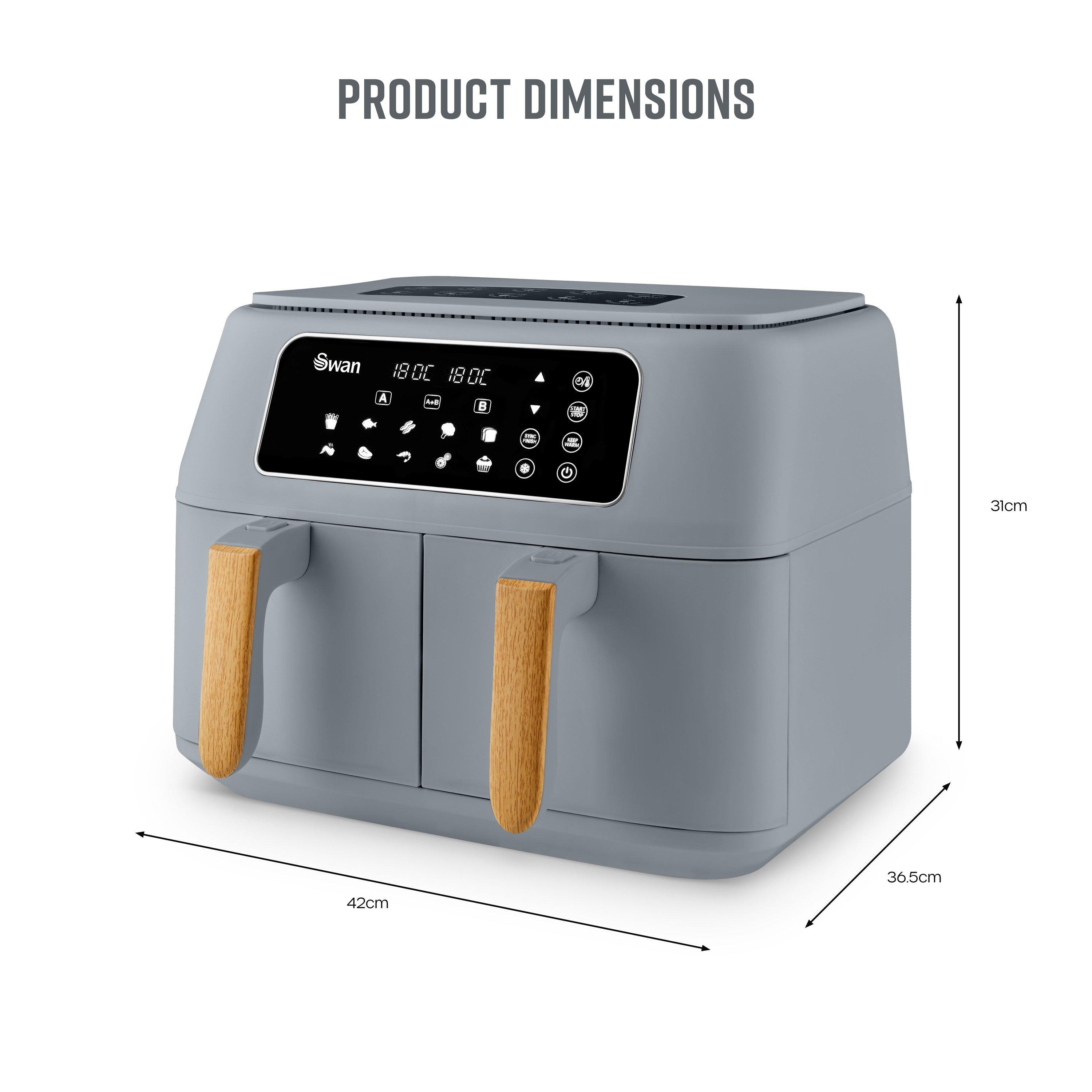 Grey - Swan - Nordic Dual 8L 13in1 Air Fryer Grey - 7