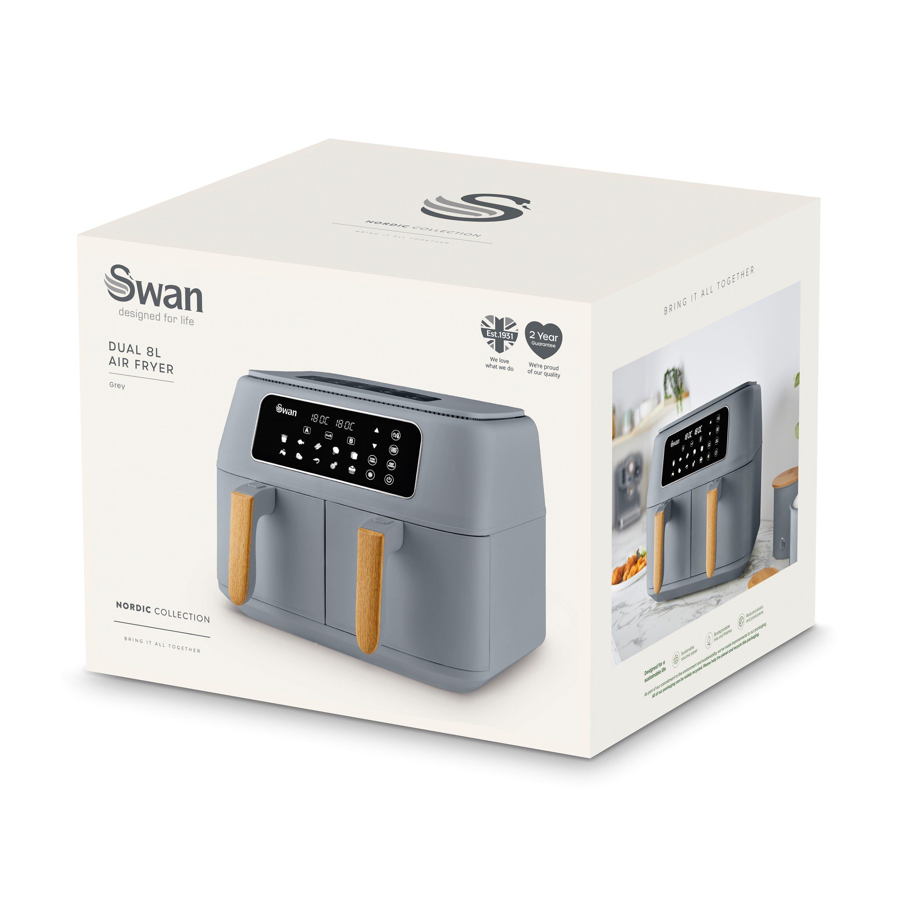 Grey - Swan - Nordic Dual 8L 13in1 Air Fryer Grey - 9