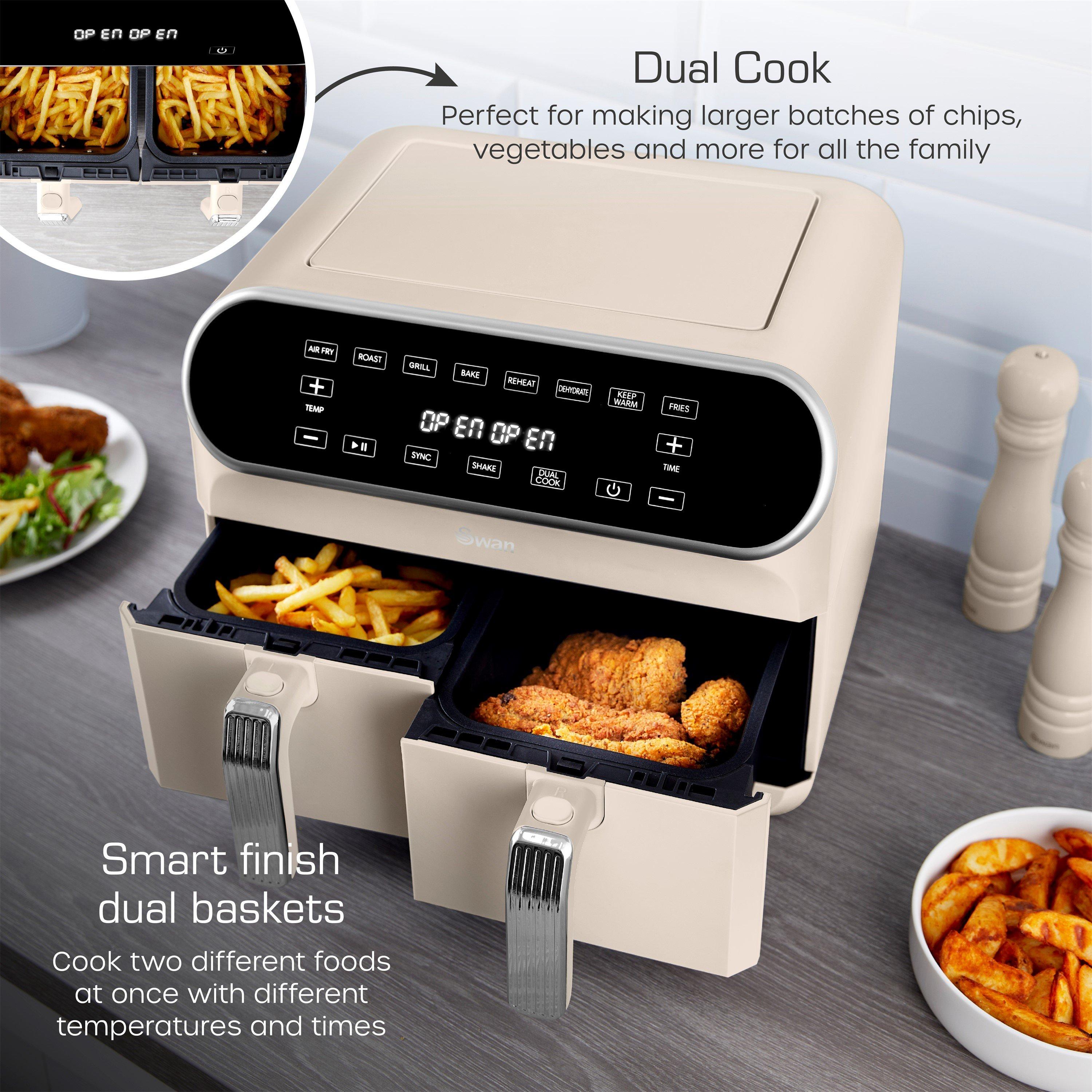 Cream - Swan - Retro 8L Dual Basket Air Fryer Cream - 4