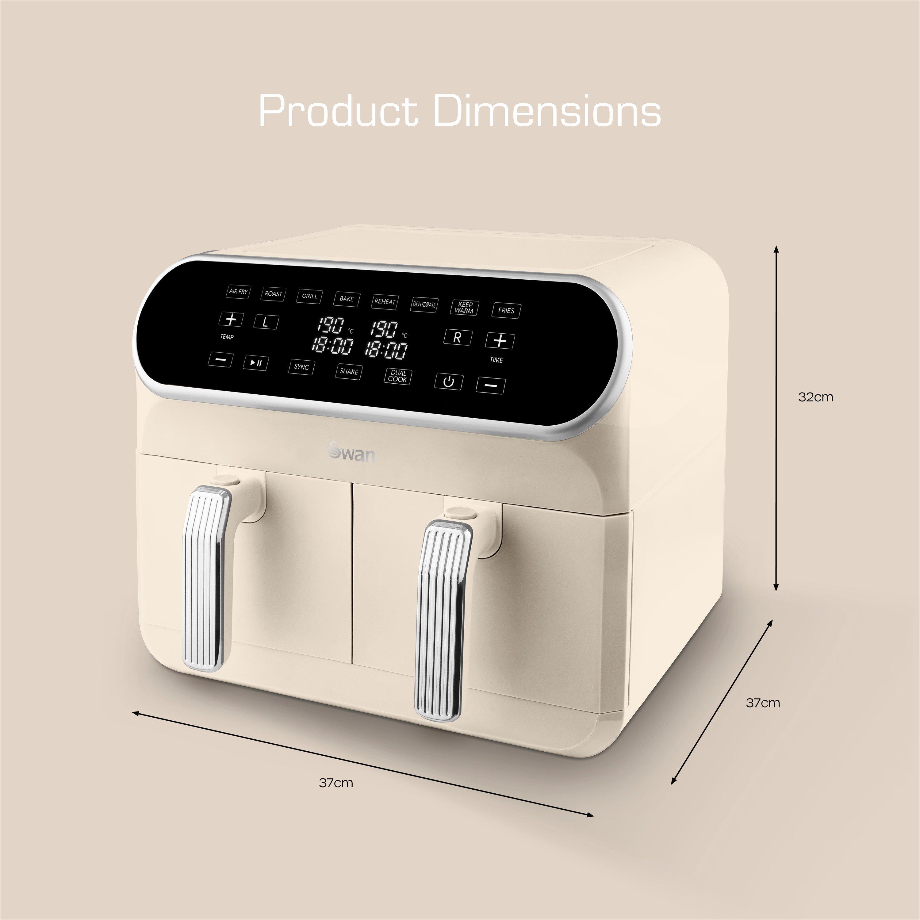 Cream - Swan - Retro 8L Dual Basket Air Fryer Cream - 6