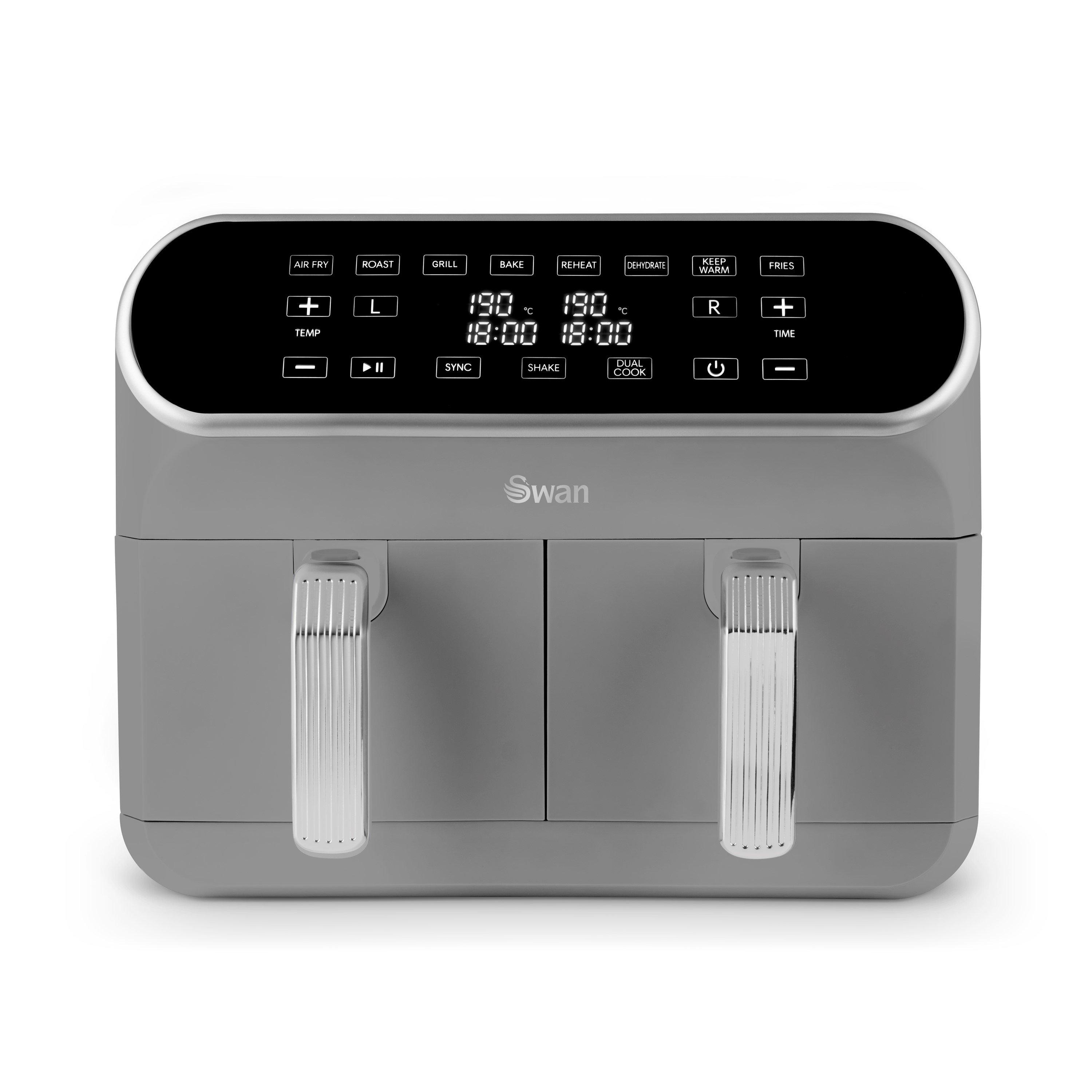 Grey - Swan - Retro 8L Dual Basket Air Fryer Grey - 1