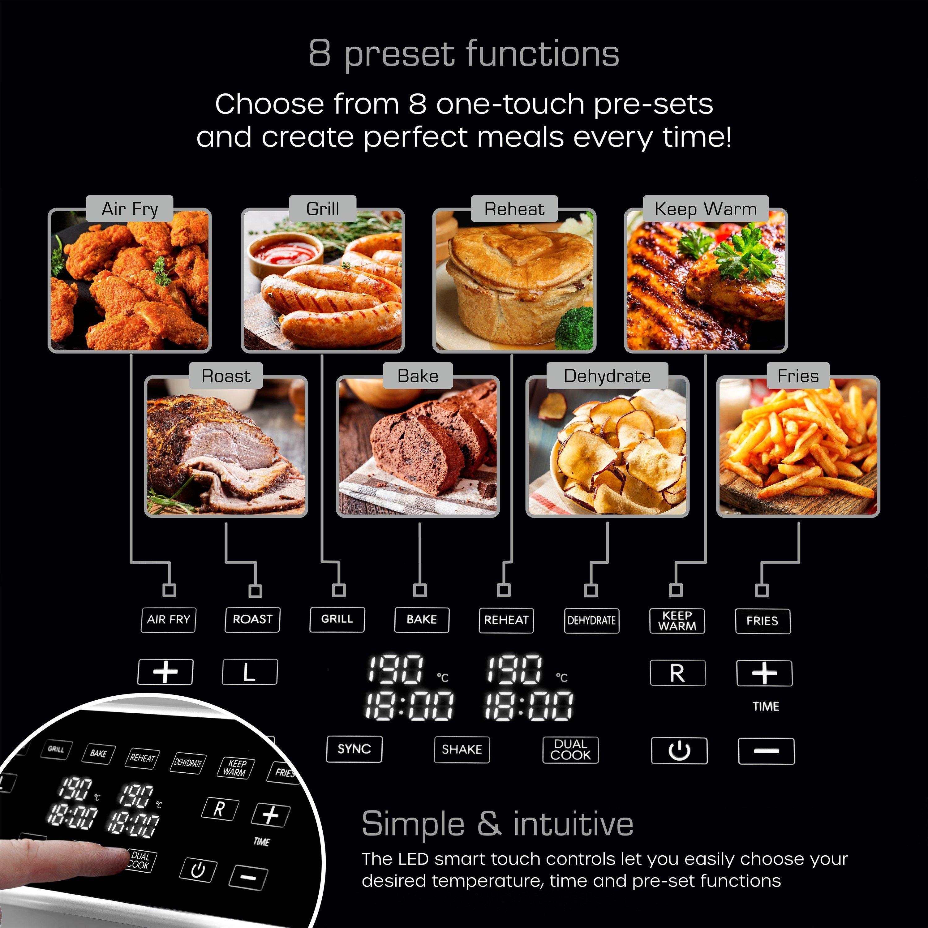 Grey - Swan - Retro 8L Dual Basket Air Fryer Grey - 5