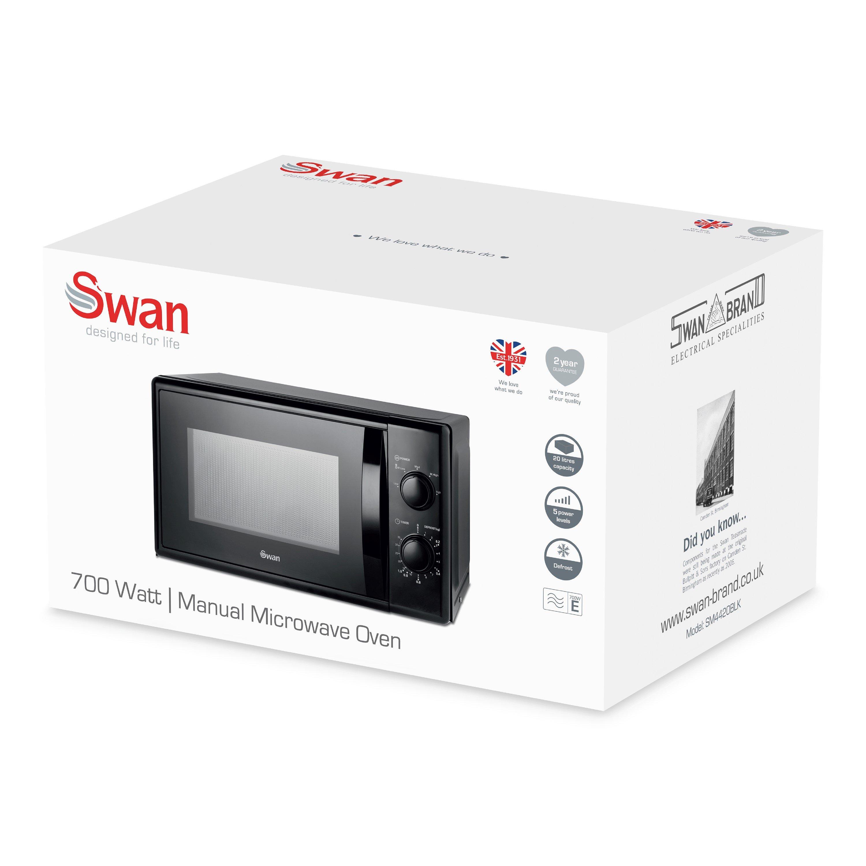Black - Swan - 20L 700W Manual Microwave Black - 10