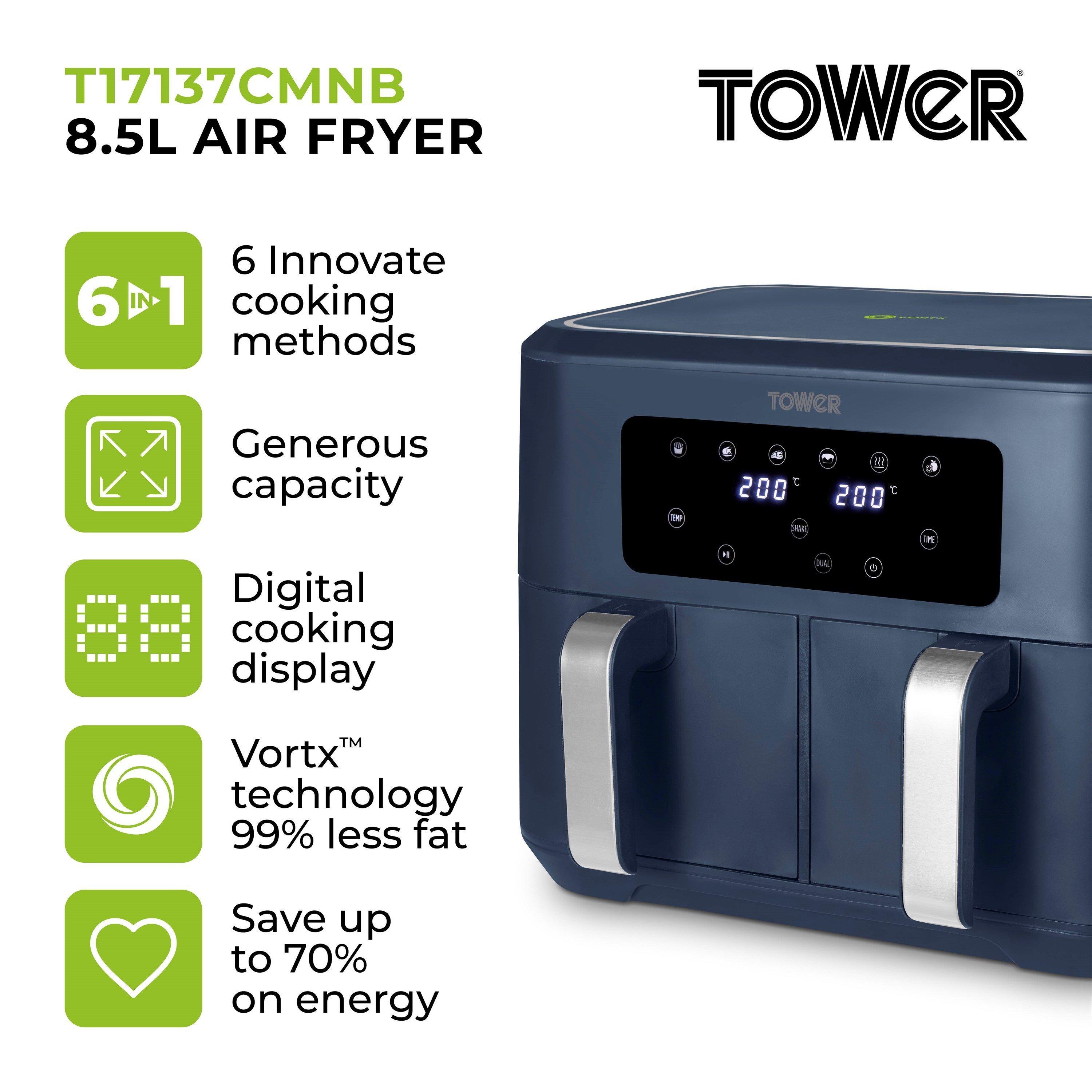 Midnight Blue - Tower - Vortx 8.5L Dual Basket Air Fryer Digital Midnight - 2