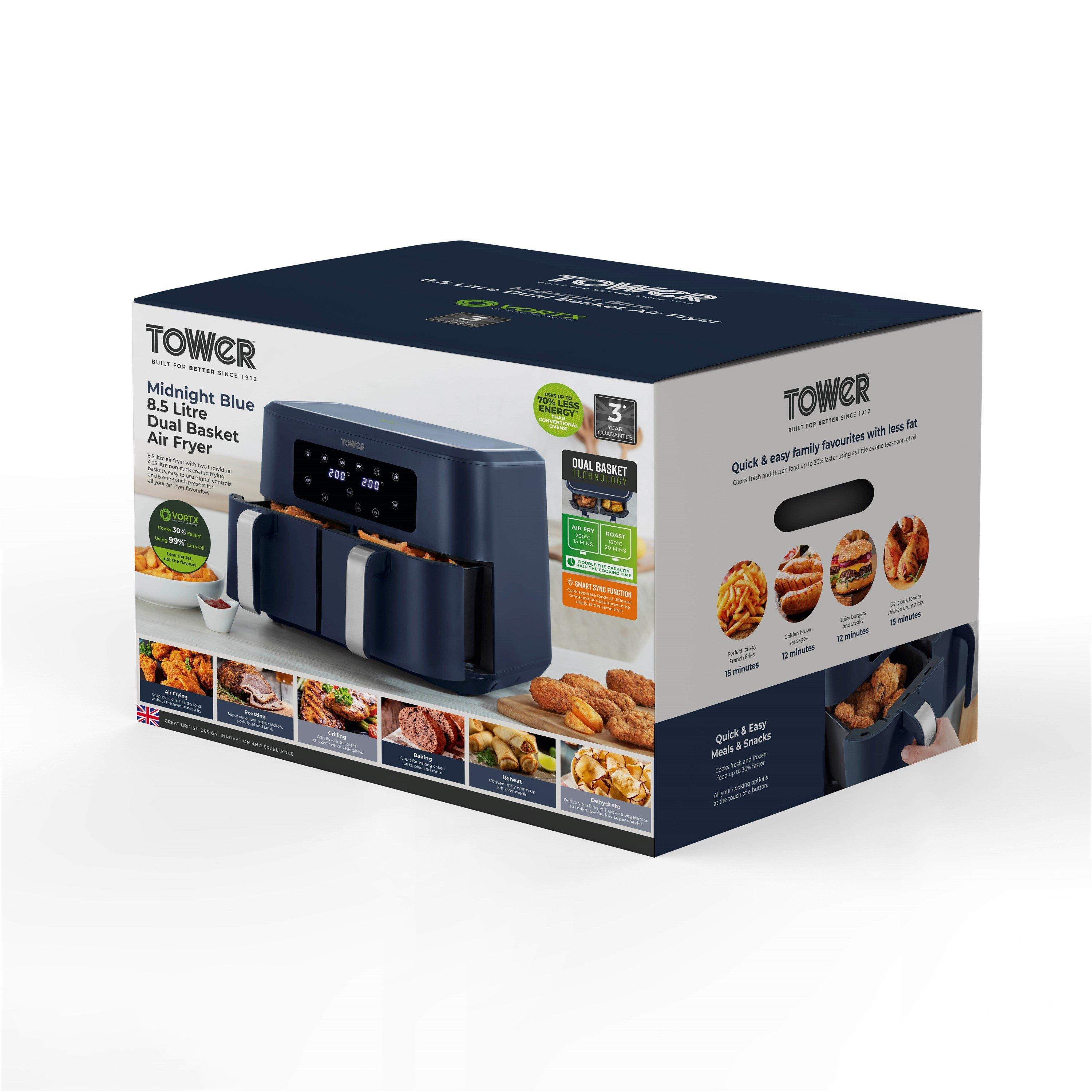 Midnight Blue - Tower - Vortx 8.5L Dual Basket Air Fryer Digital Midnight - 9