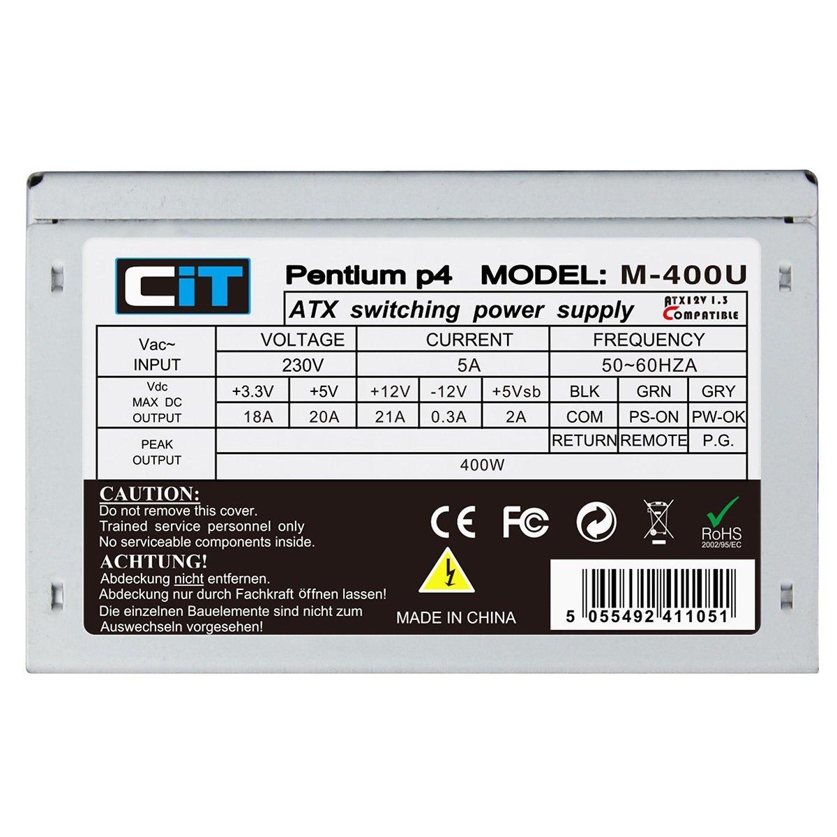 Black - CiT - 400W Micro ATX PSU M-400U - 4