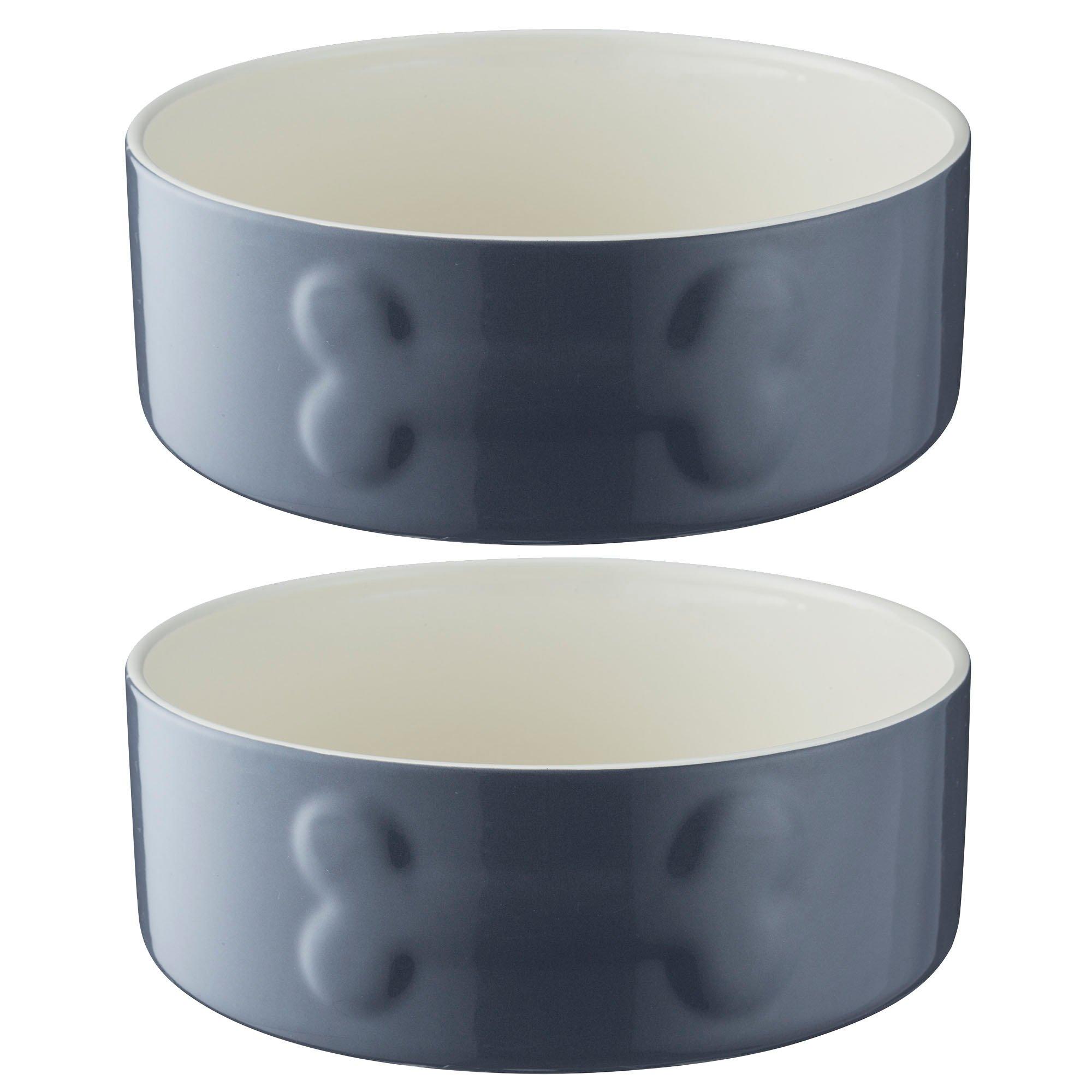Grey - Mason Cash - Colour Mix 20cm Dog Bowls x2