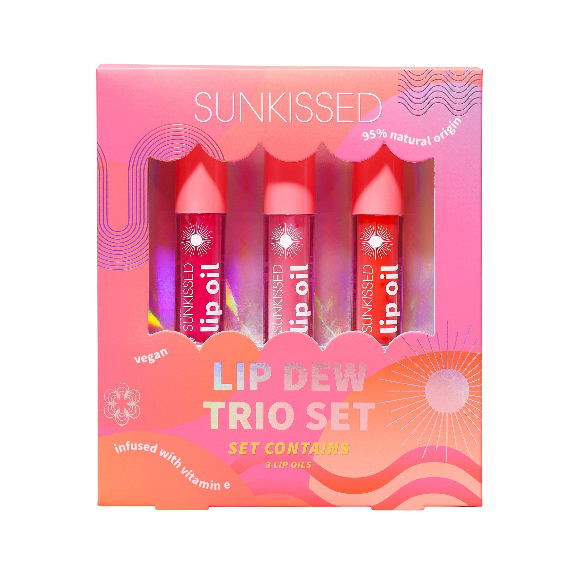 Sunkissed Lip Dew Trio 95% Natural Christmas Cosmetic Gift Set