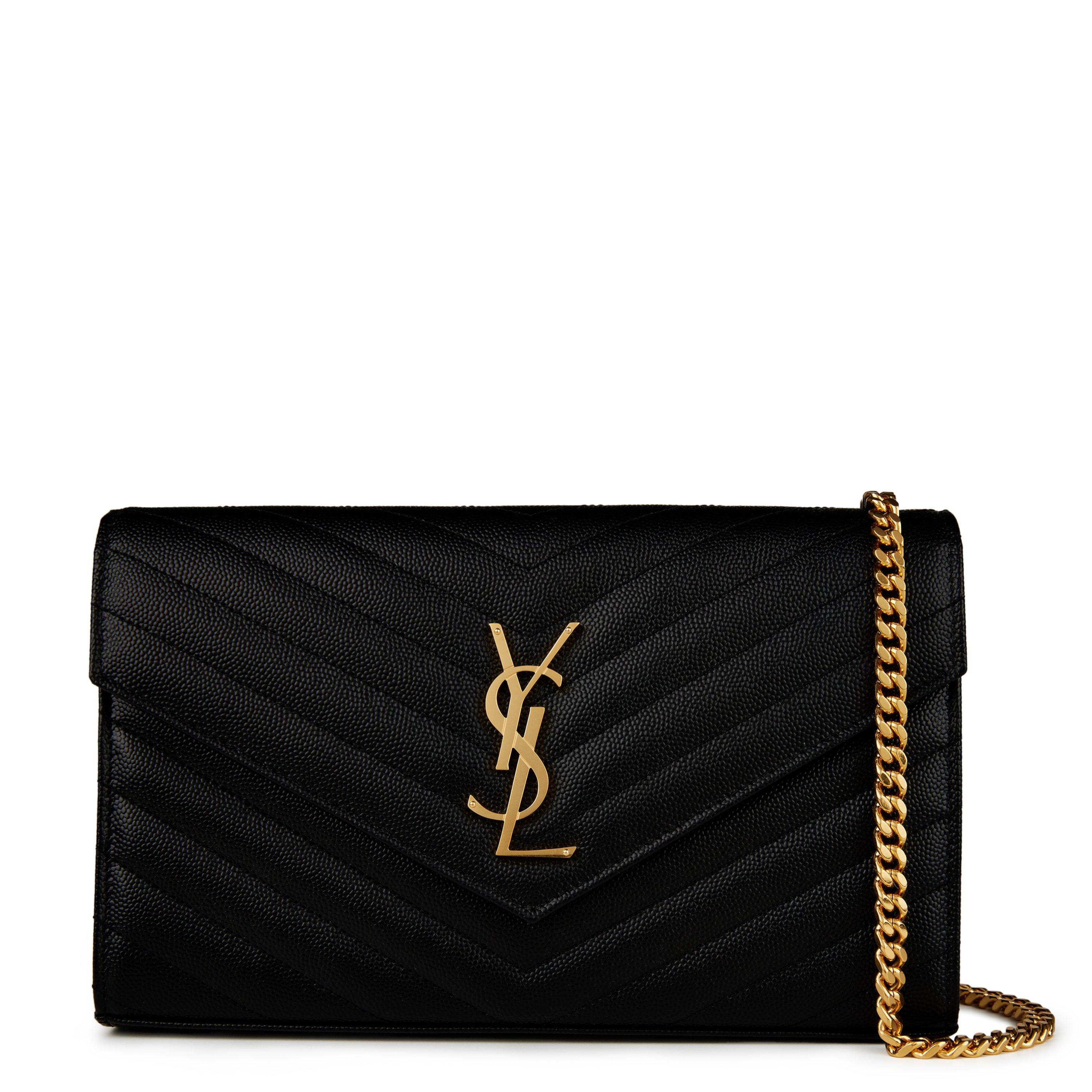 Black/Gold - Saint Laurent - Classic Cassandre Chain Wallet - 1