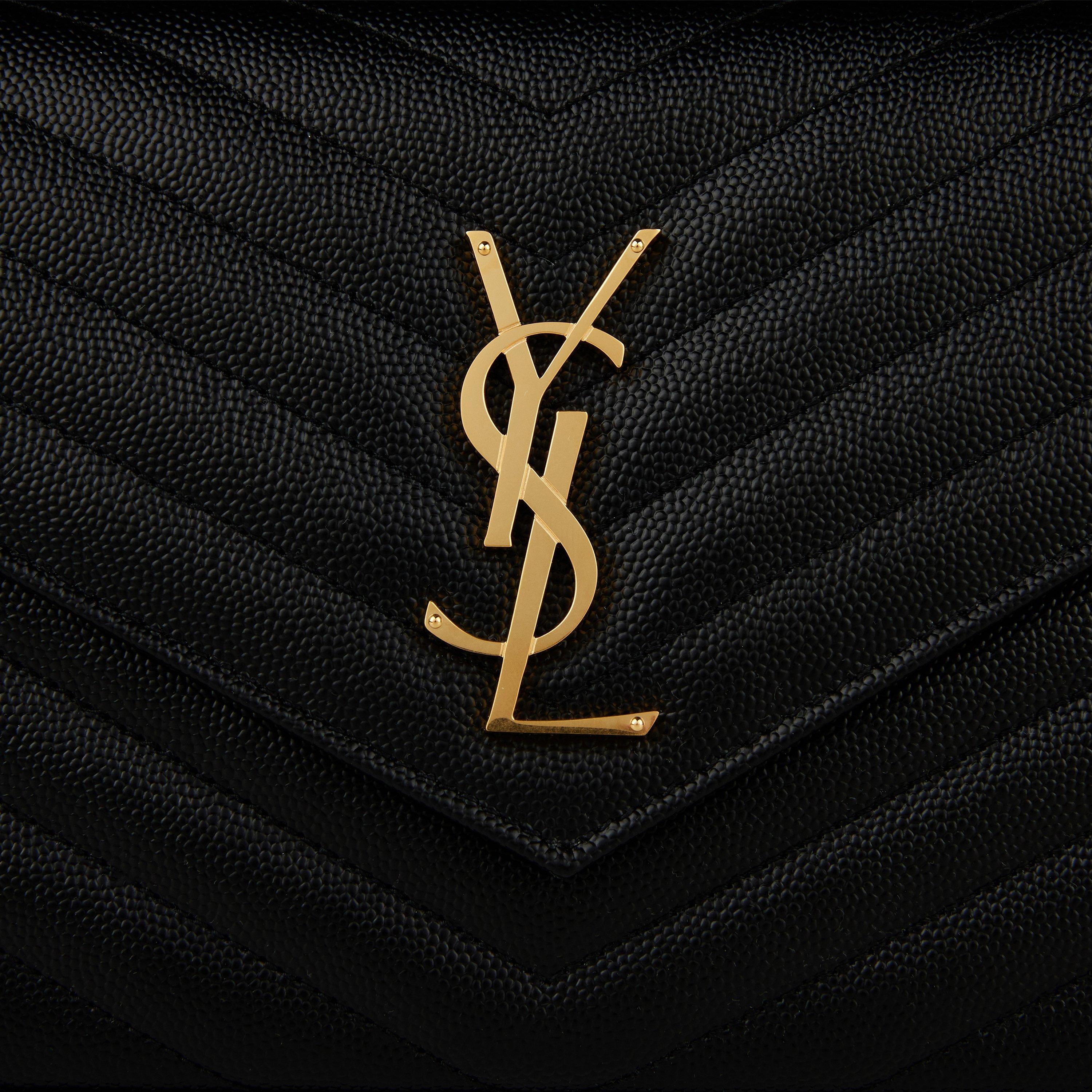 Black/Gold - Saint Laurent - Classic Cassandre Chain Wallet - 4