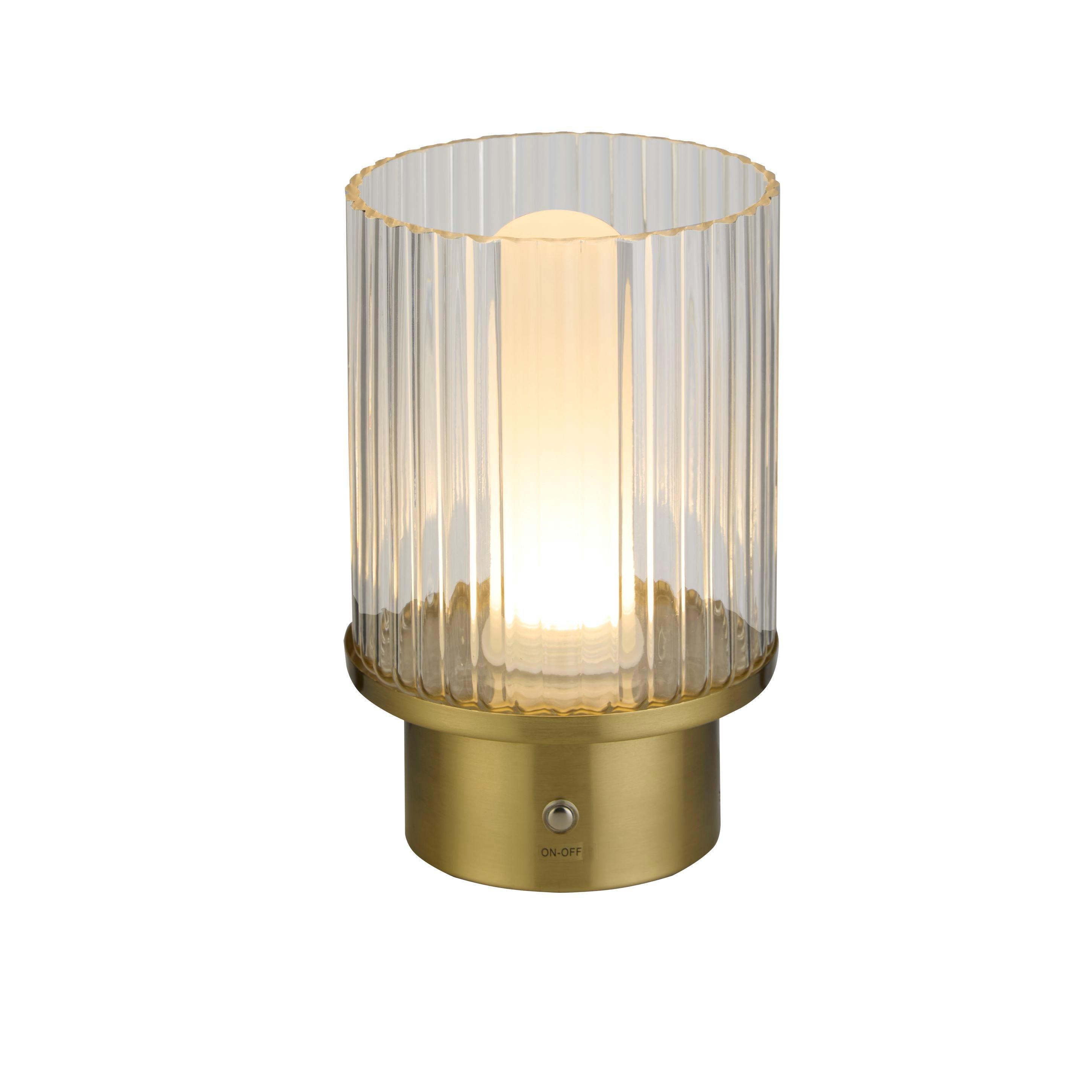 Brass And Clear - Lighting Collection - Gold & Clear Glass LED Rechargeable Lamp - 2
