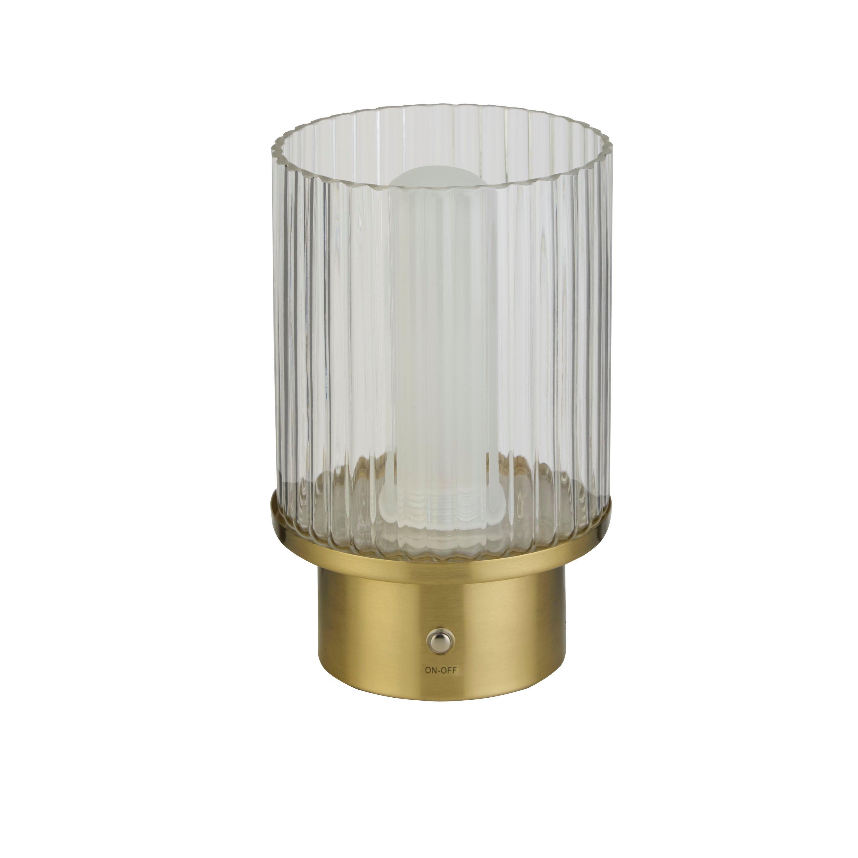 Brass And Clear - Lighting Collection - Gold & Clear Glass LED Rechargeable Lamp - 3