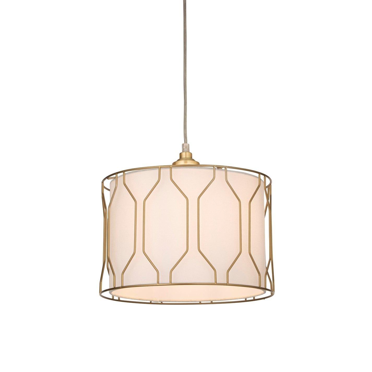Champagne And W - Lighting Collection - Drum Shade with Gold Cage Details - 1