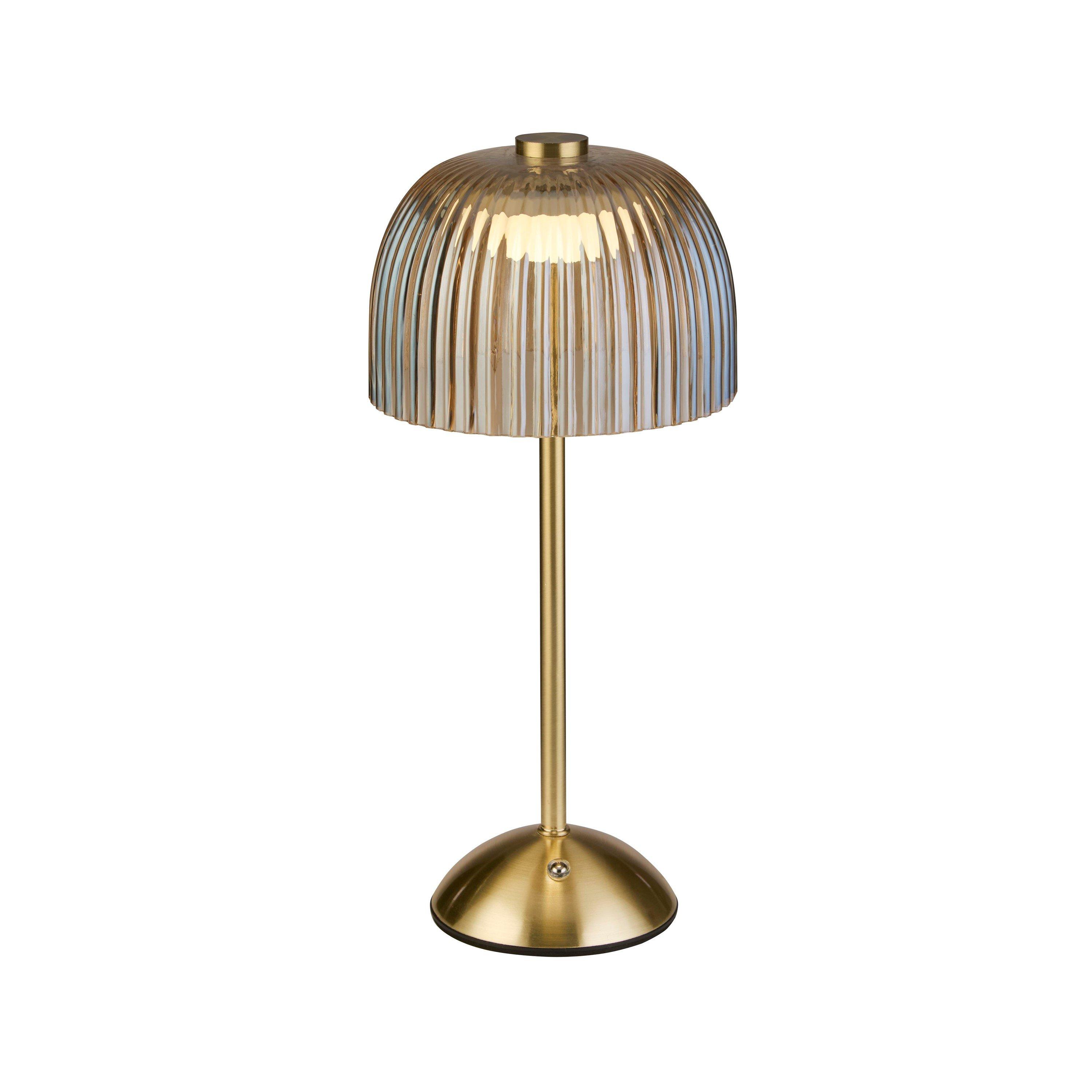 Gold - Lighting Collection - Amber Glass LED Rechargable Table Lamp - 2