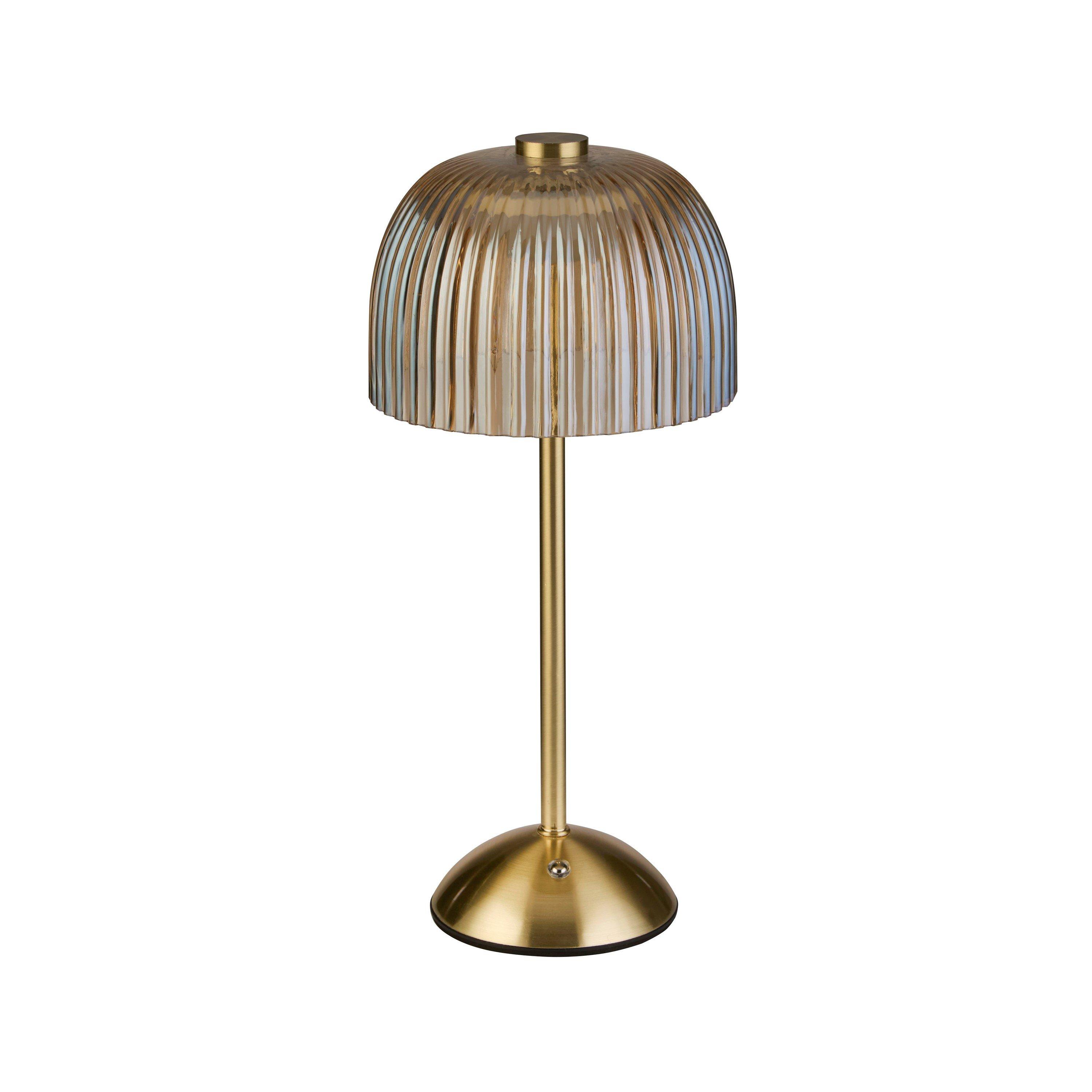 Gold - Lighting Collection - Amber Glass LED Rechargable Table Lamp - 3