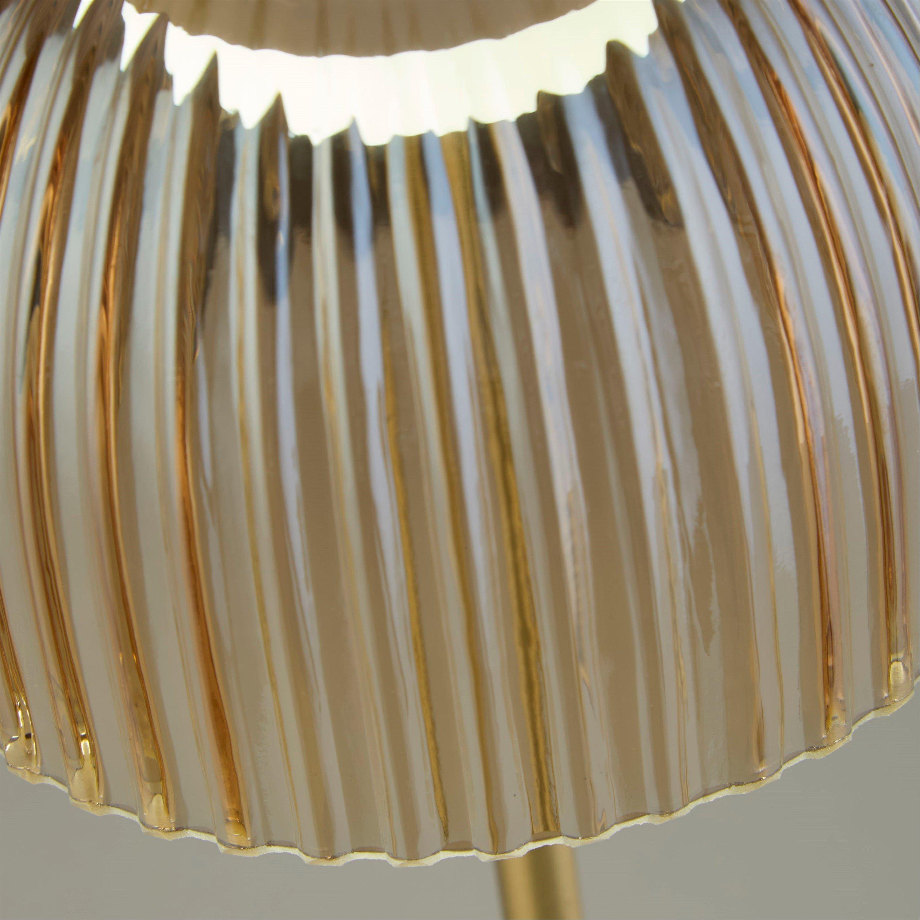 Gold - Lighting Collection - Amber Glass LED Rechargable Table Lamp - 4