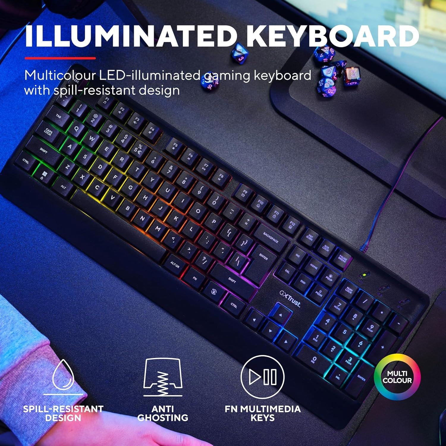 Preto - Trust - GXT 792 Quadrox 4-in-1 Keyboard and Mouse Set - 6