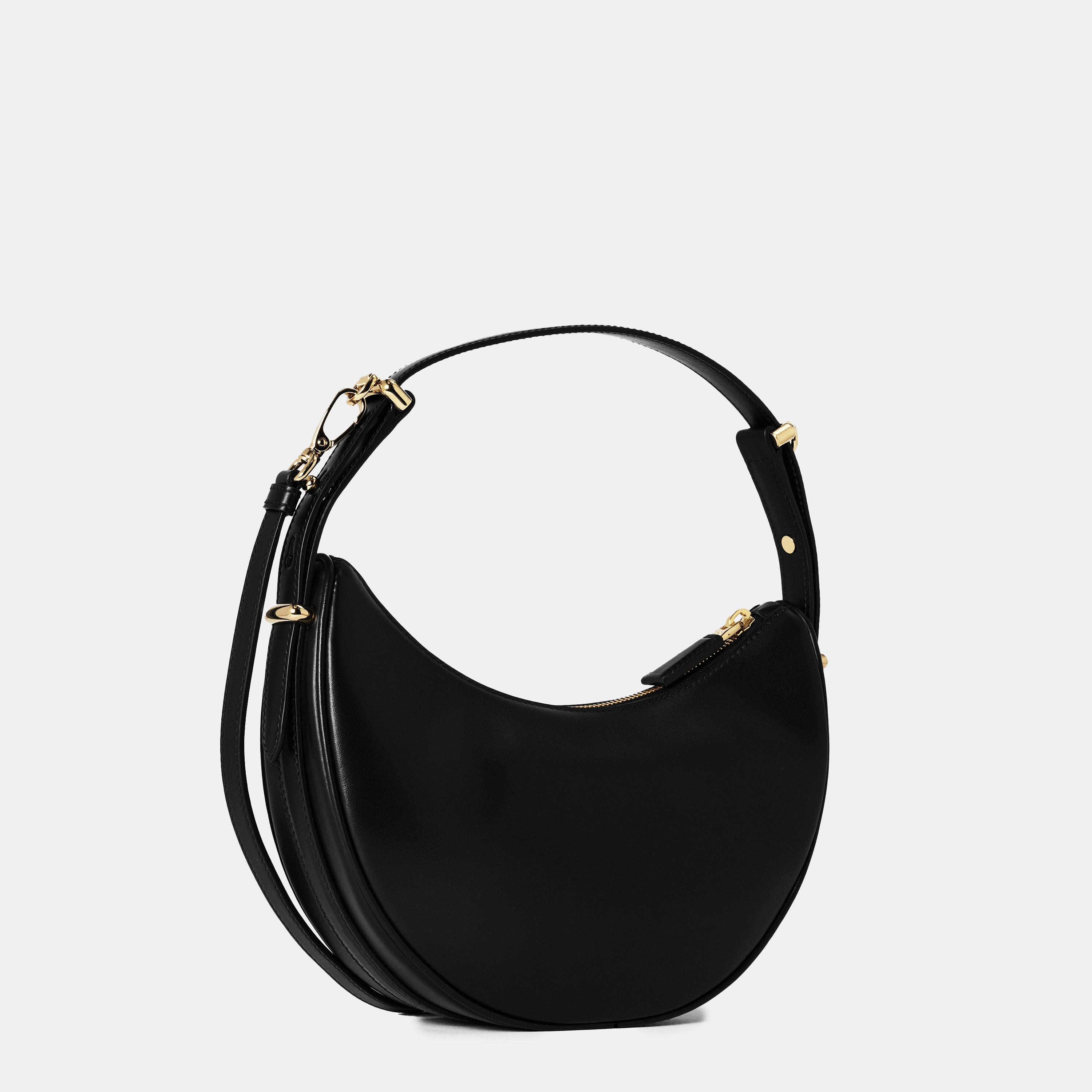 Black - Prada - Arqué Moon Leather Shoulder Bag - 2