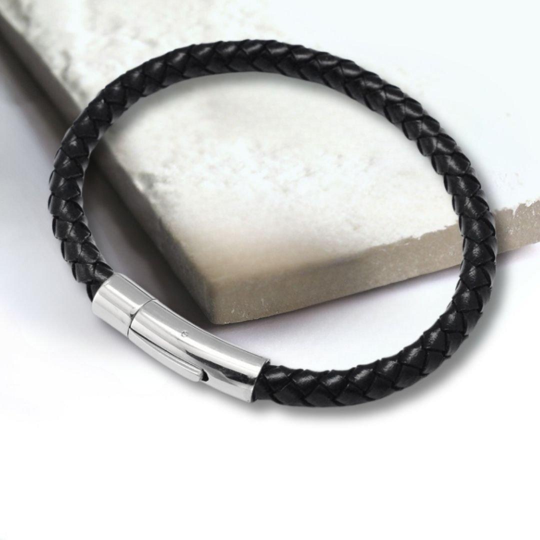 Black - Aye Do Gifts - Mens Black Leather Rope Bracelet 6323-NP-MLEAROPB - 1