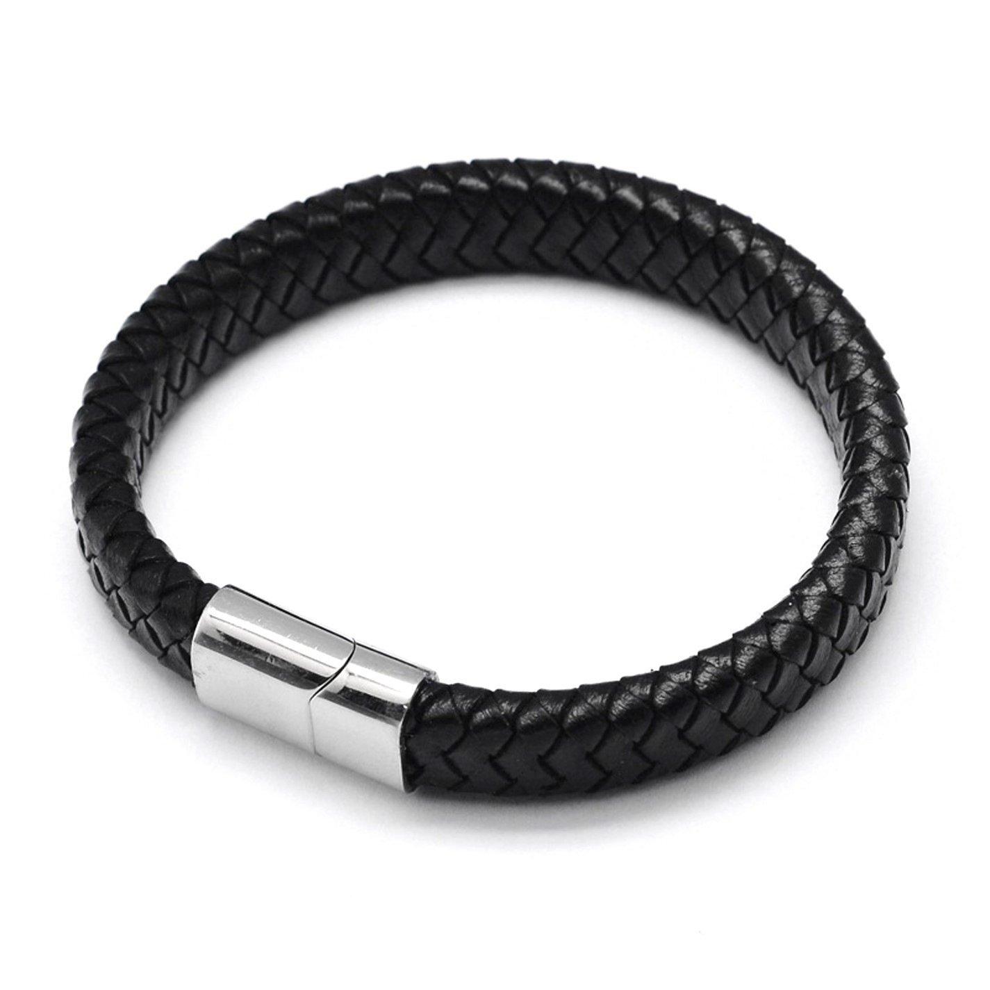 Black - Aye Do Gifts - Luxury Black Leather Bracelet 6318-NP-MLUXB-black - 1
