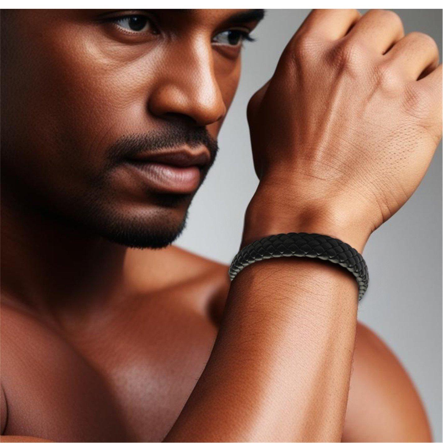 Black - Aye Do Gifts - Luxury Black Leather Bracelet 6318-NP-MLUXB-black - 2