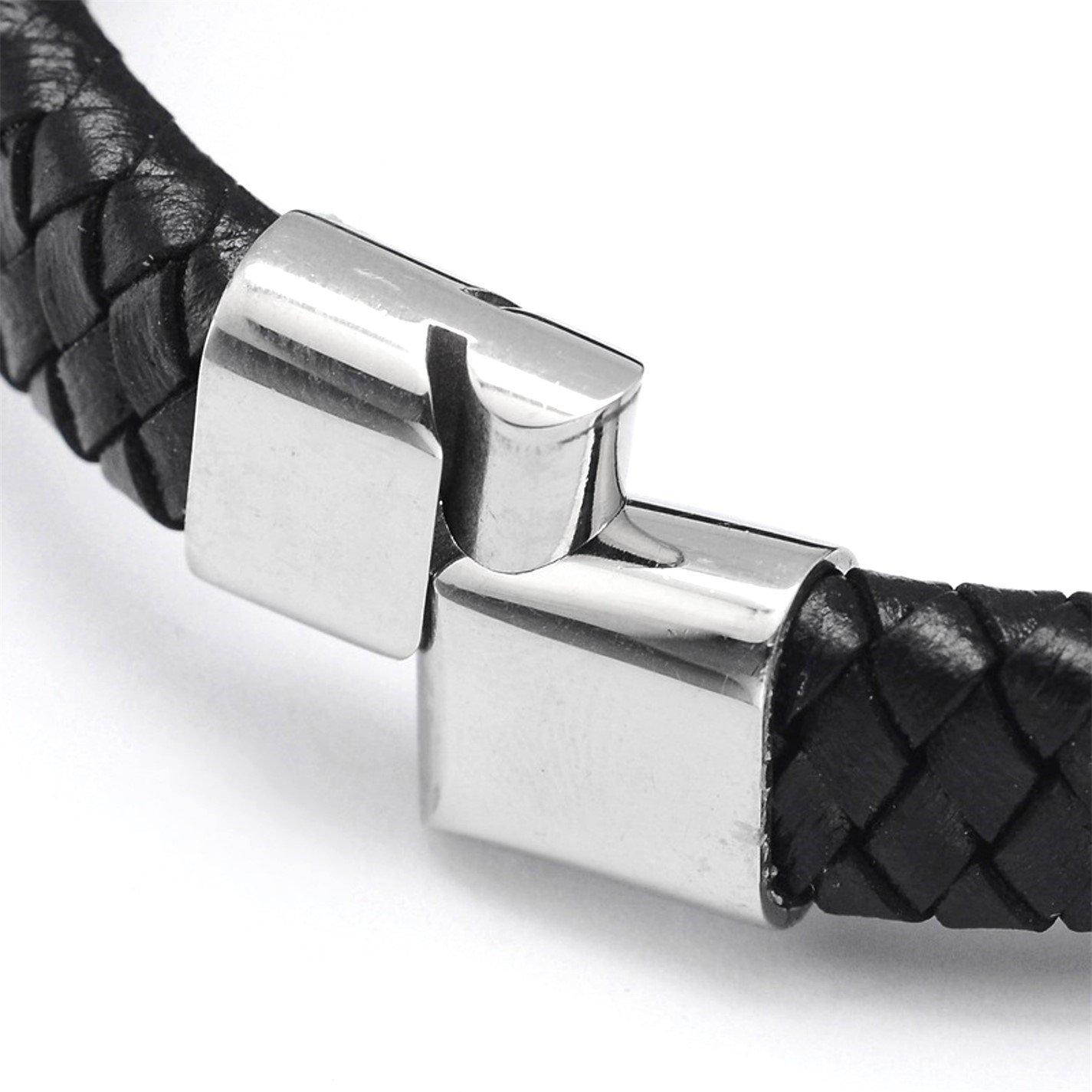 Black - Aye Do Gifts - Luxury Black Leather Bracelet 6318-NP-MLUXB-black - 3