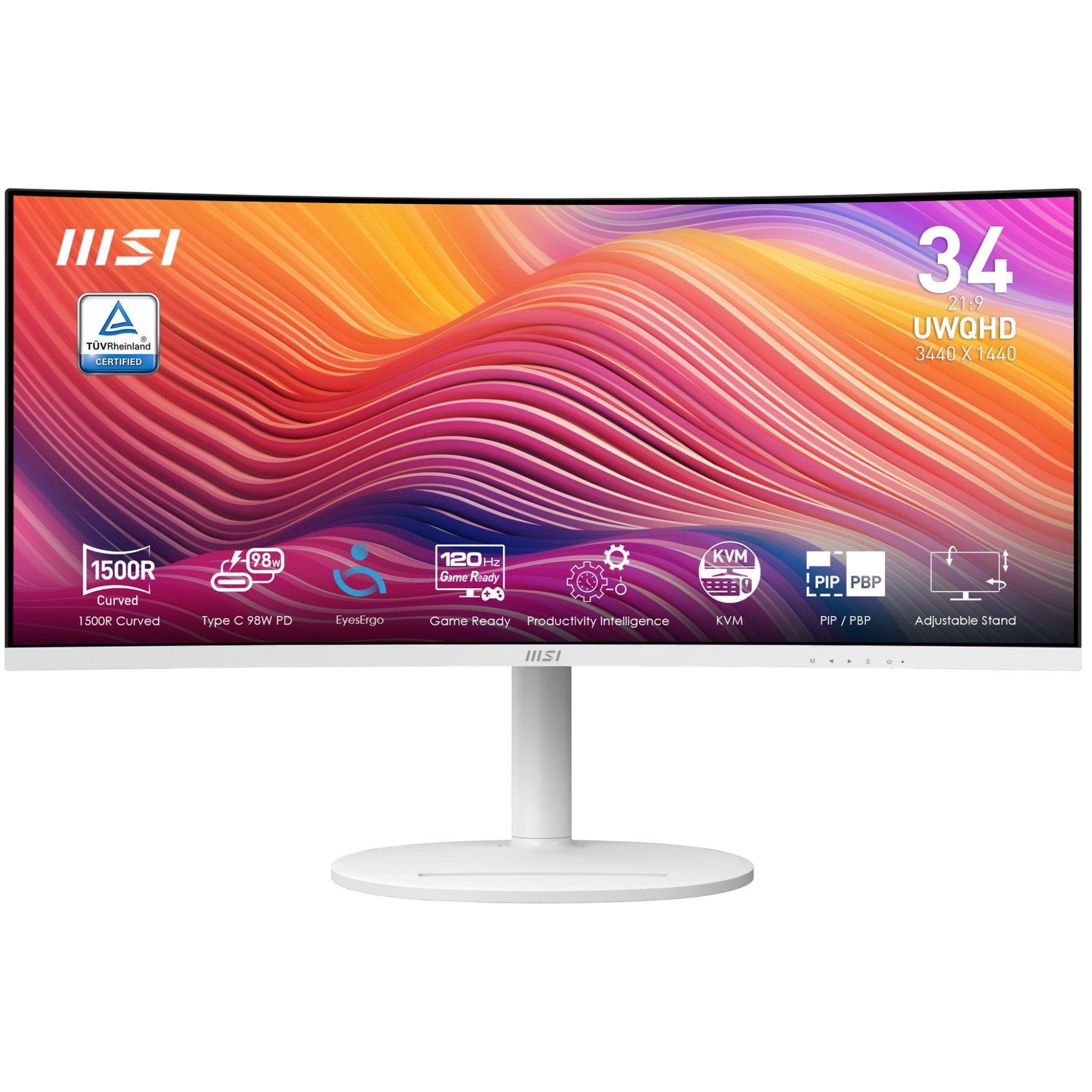 White - MSI - Modern MD342CQPW 34 inch 120Hz UWQHD Curved Monitor - 1