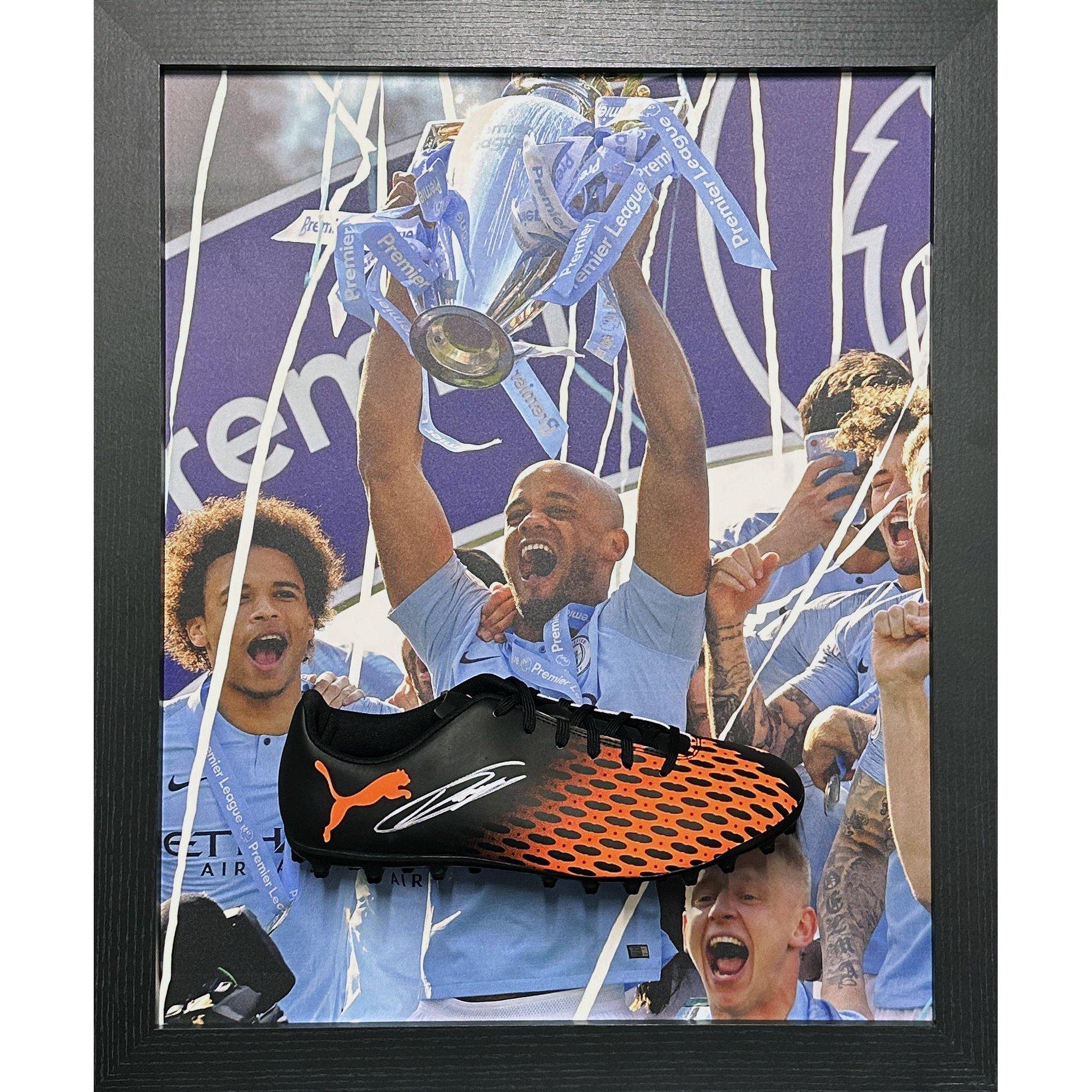 Manchester City Fc  Vincent Kompany Manchester City Signed Puma Boot - Blue