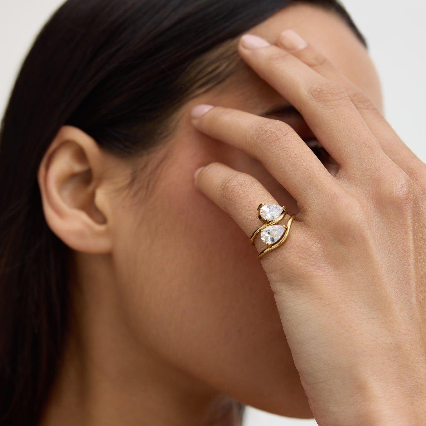 Gold - D.Louise - D.LOUISE Pear Promise Ring - 2