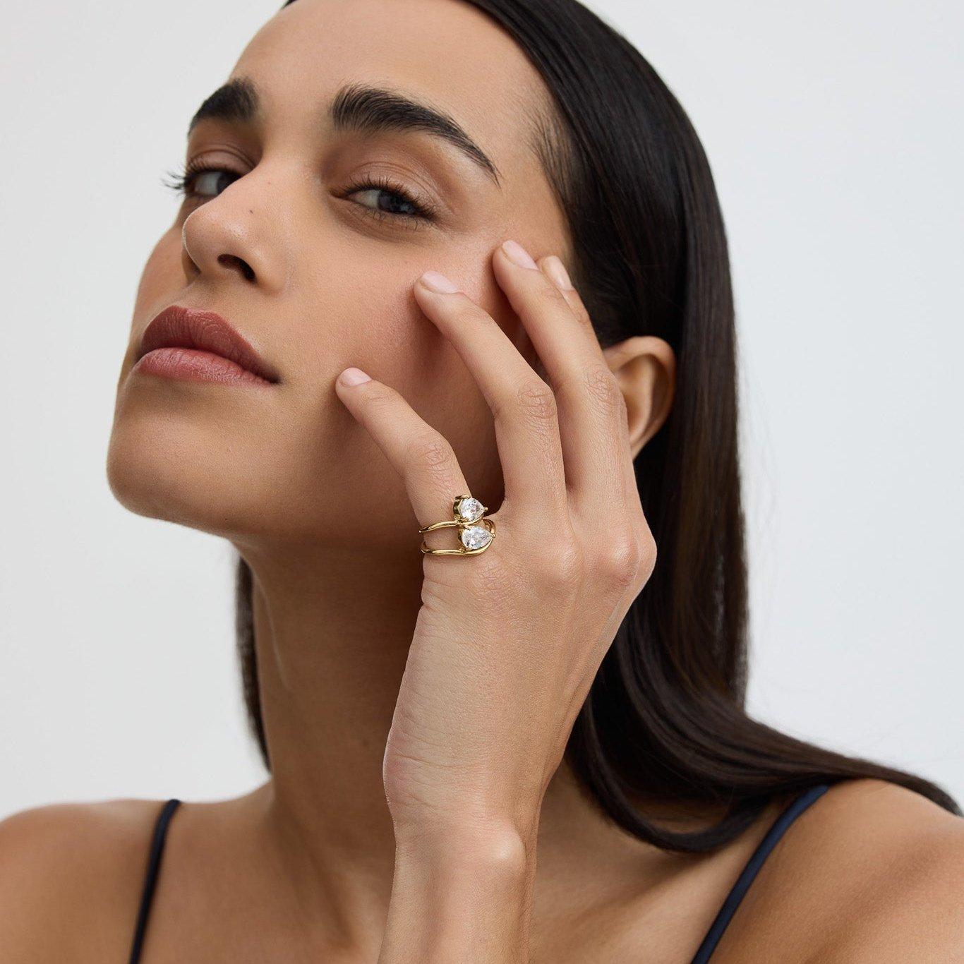 Gold - D.Louise - D.LOUISE Pear Promise Ring - 4