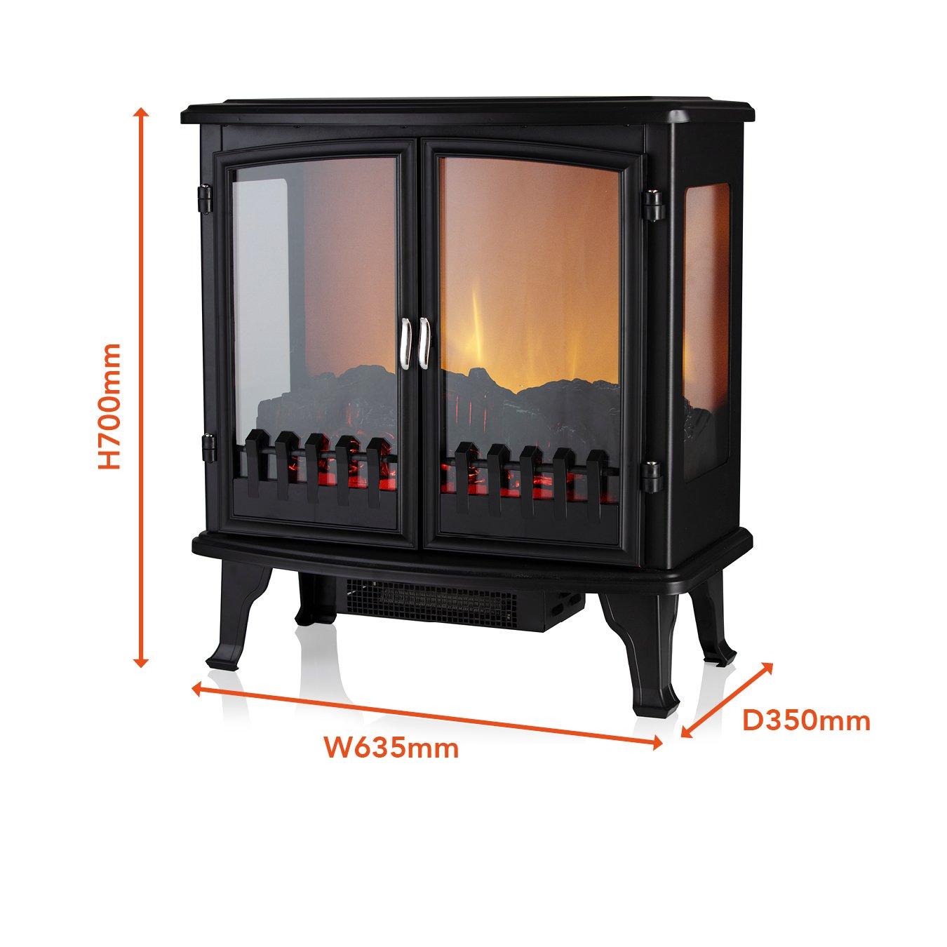 Black - Warmlite - 1.8KW Carlisle Double Door Stove Panoramic - 8