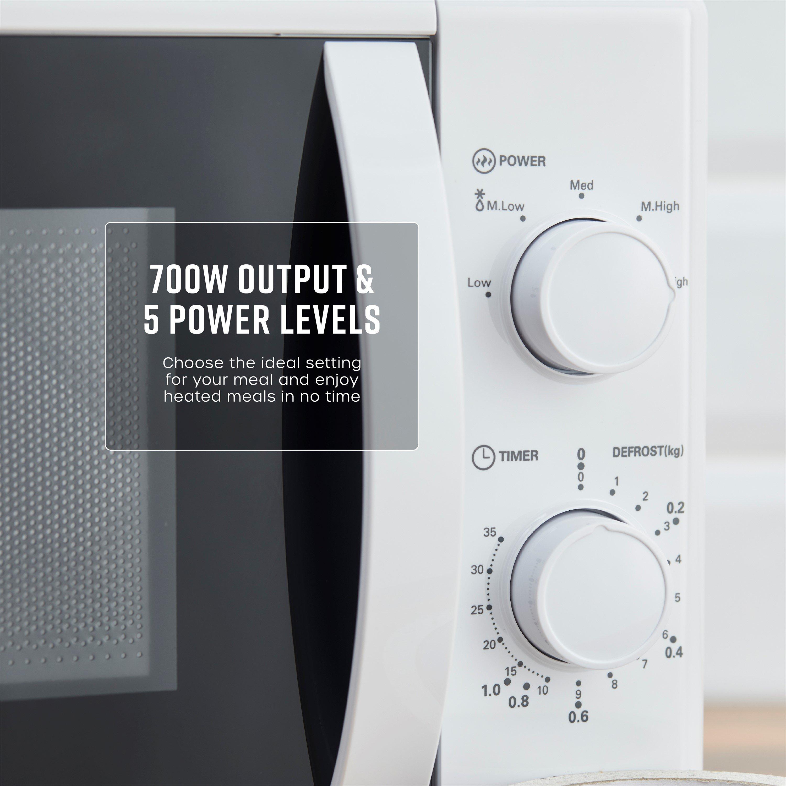 White - Swan - 20L 700W Manual Microwave White - 3