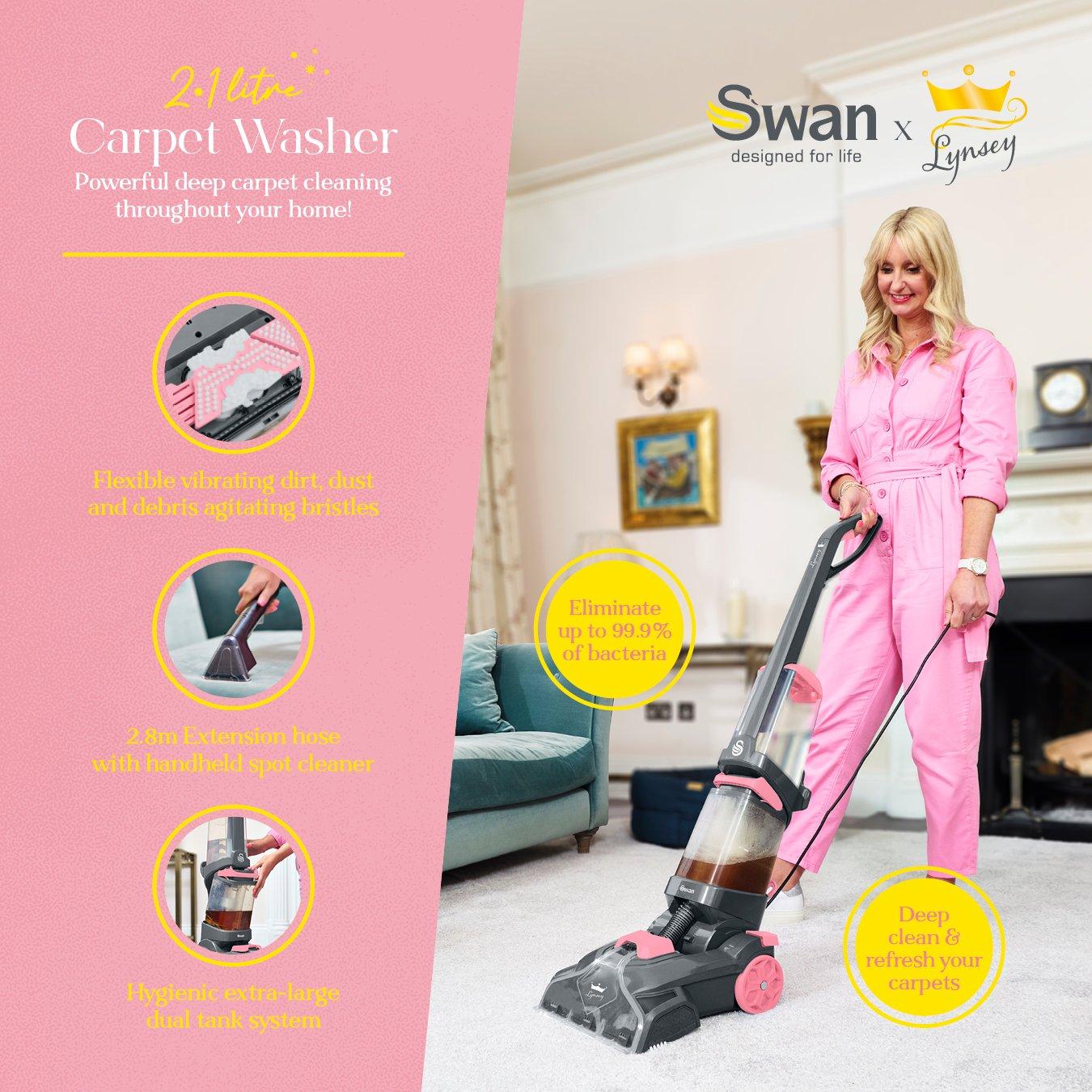 Pink - Swan - Lynsey Queen of Clean Carpet Washer 2.1 Litre - 2