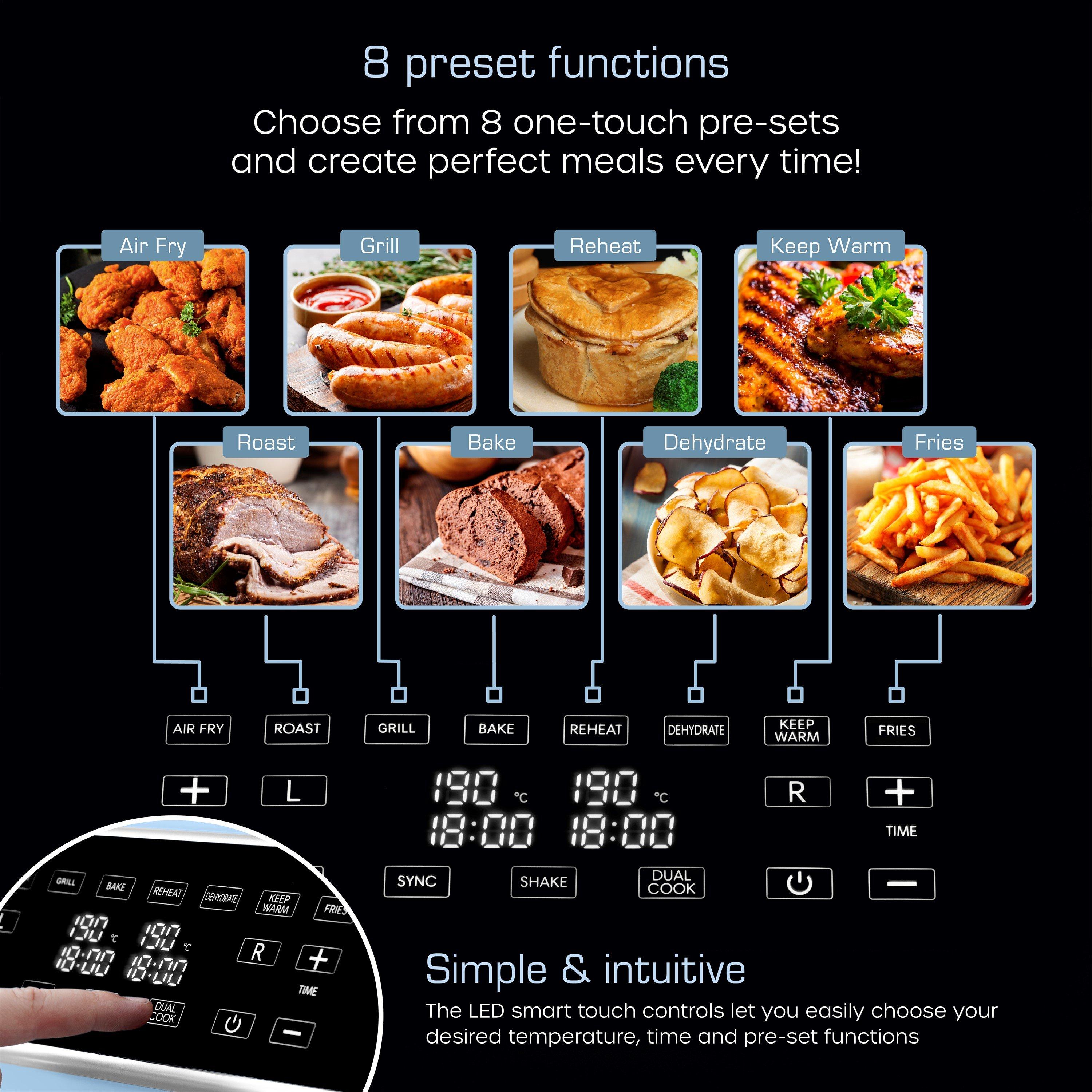 Blue - Swan - Retro Dual 8 Litre Basket Air Fryer Blue - 5