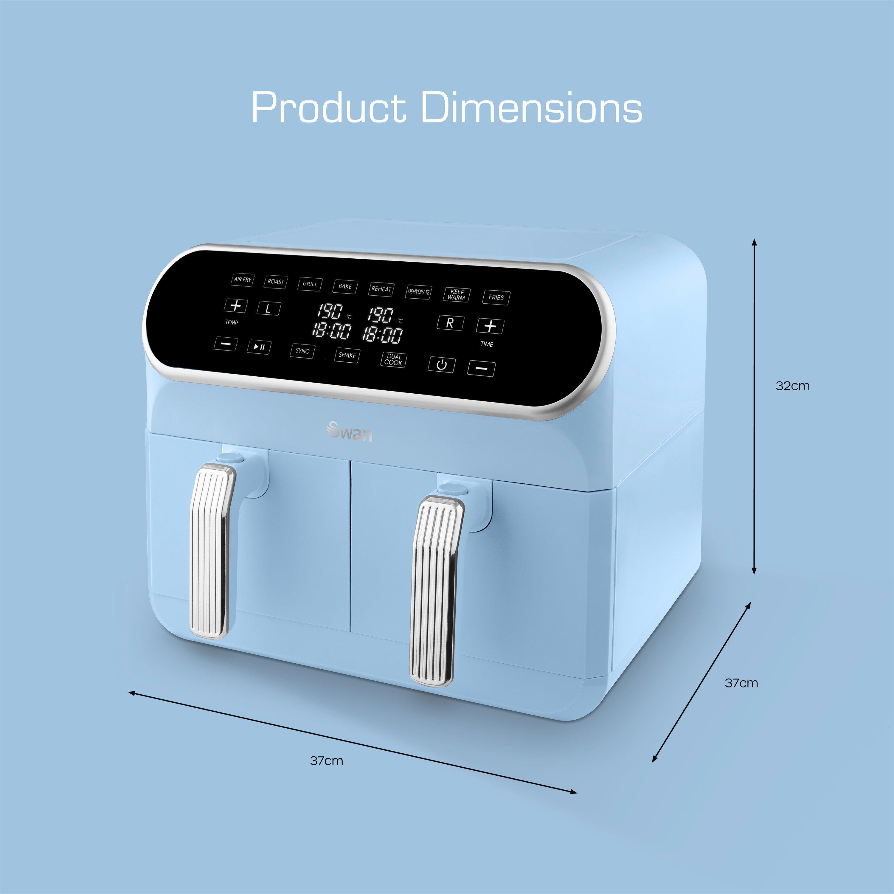 Blue - Swan - Retro Dual 8 Litre Basket Air Fryer Blue - 6