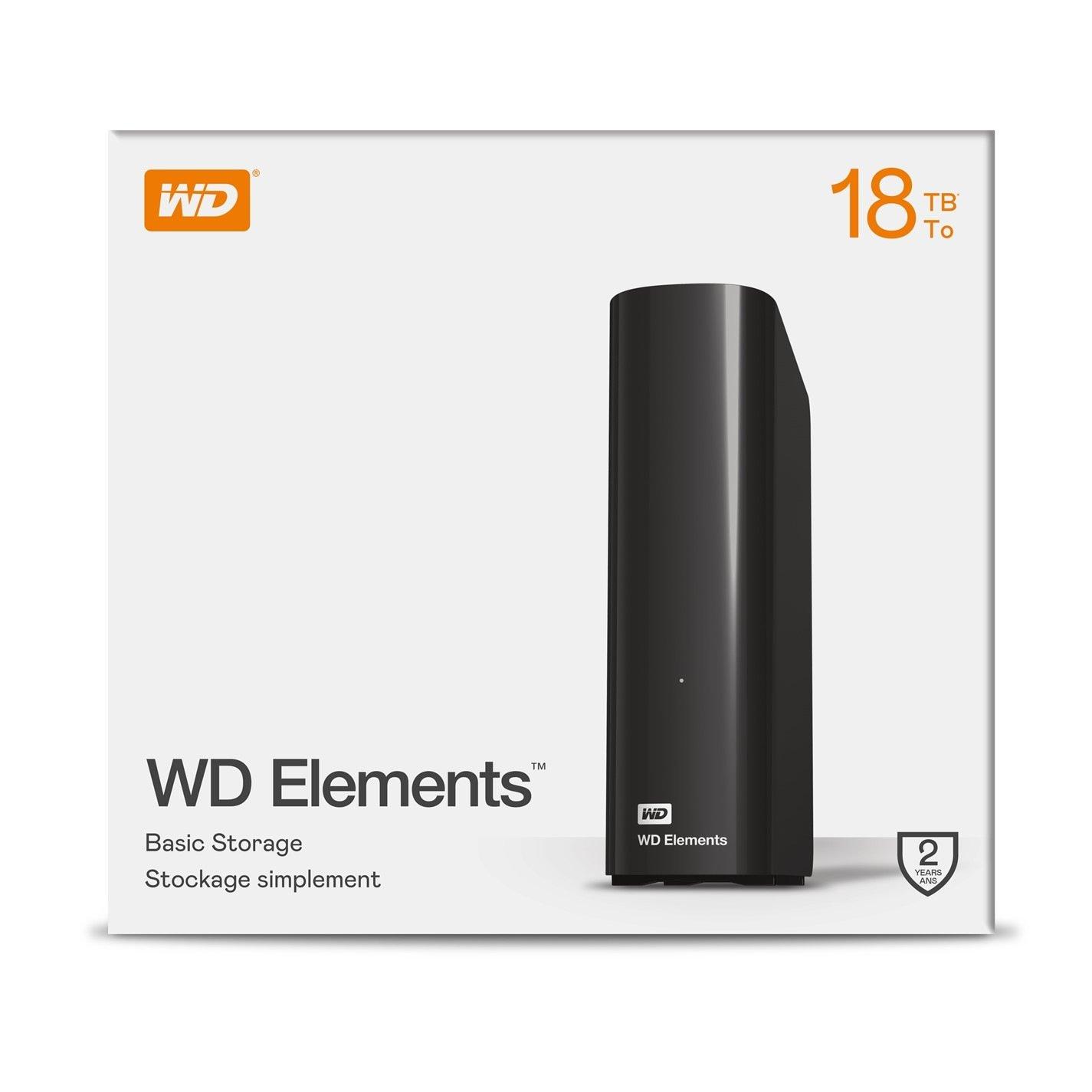 Zwart - Western Digital - 18TB Elements Desktop External Hard Drive - 2