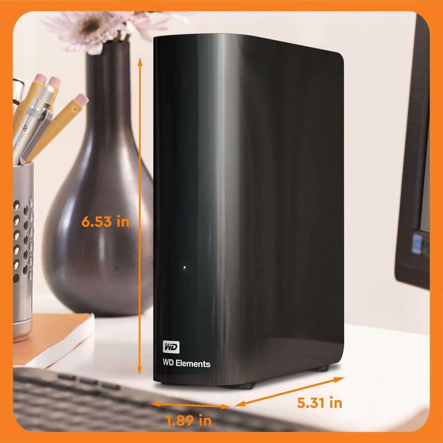 Zwart - Western Digital - 18TB Elements Desktop External Hard Drive - 3