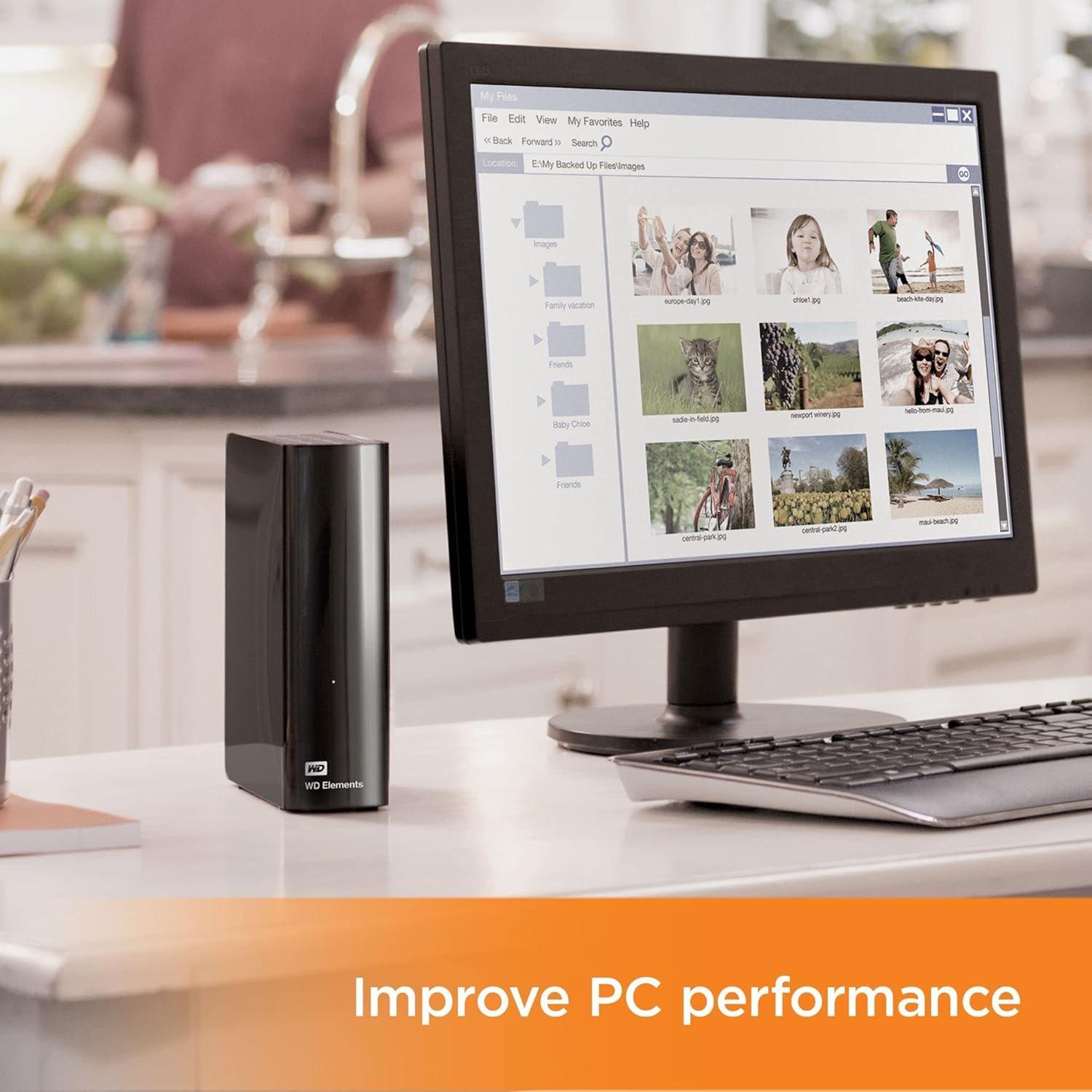Zwart - Western Digital - Elements 20TB USB-A Desktop External Hard Drive - 4