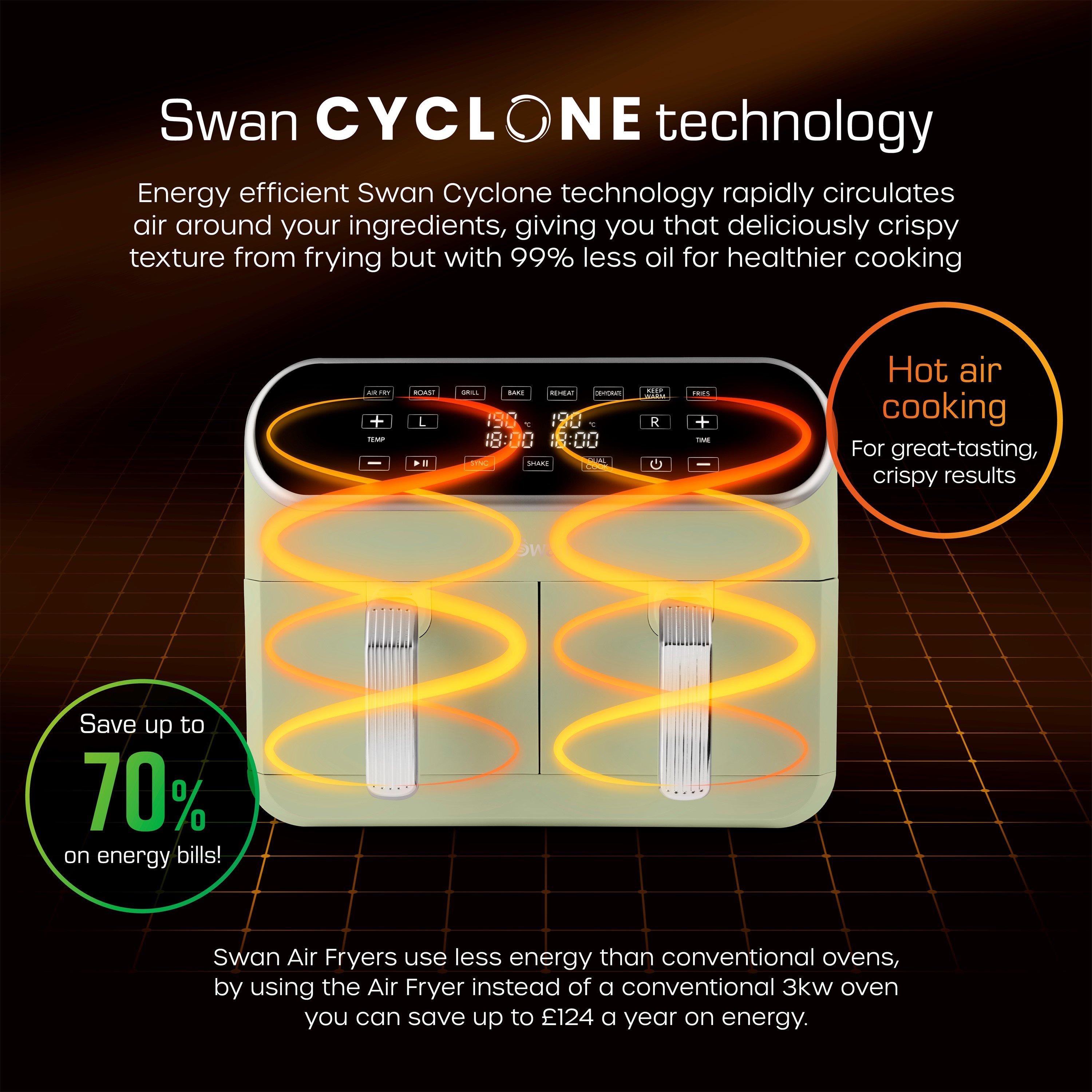 Green - Swan - Retro 8L Dual Basket Air Fryer - 3