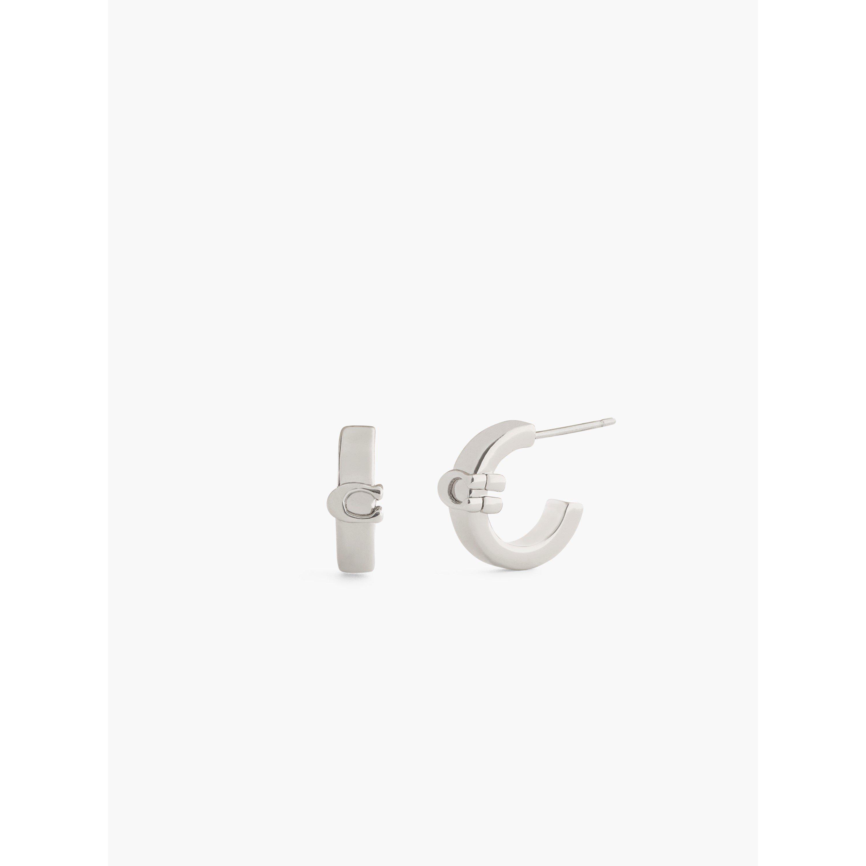 Coach Women's Gold Huggie Earrings - Rhodium