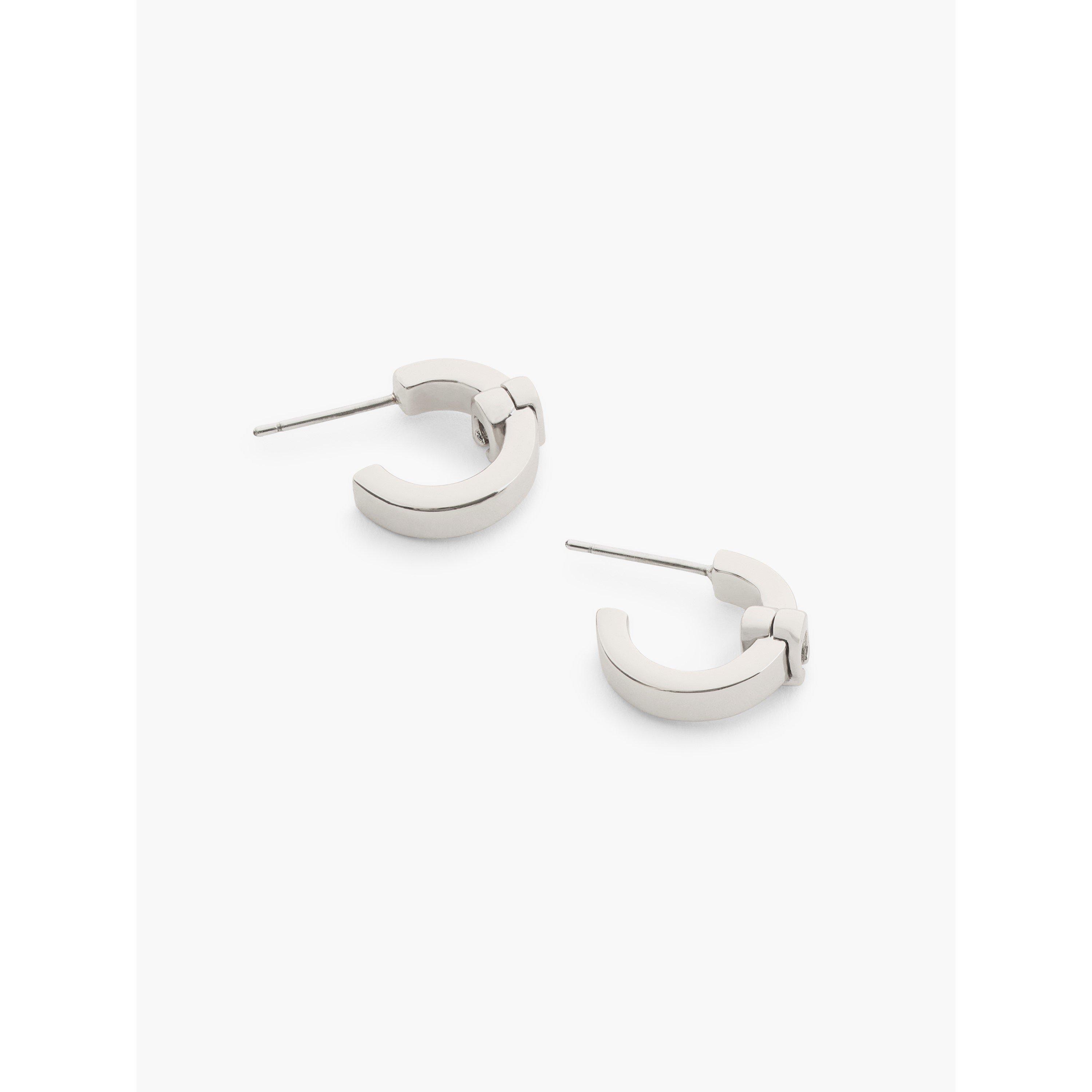 Rhodium - Coach - Women's Gold Huggie Earrings - 3