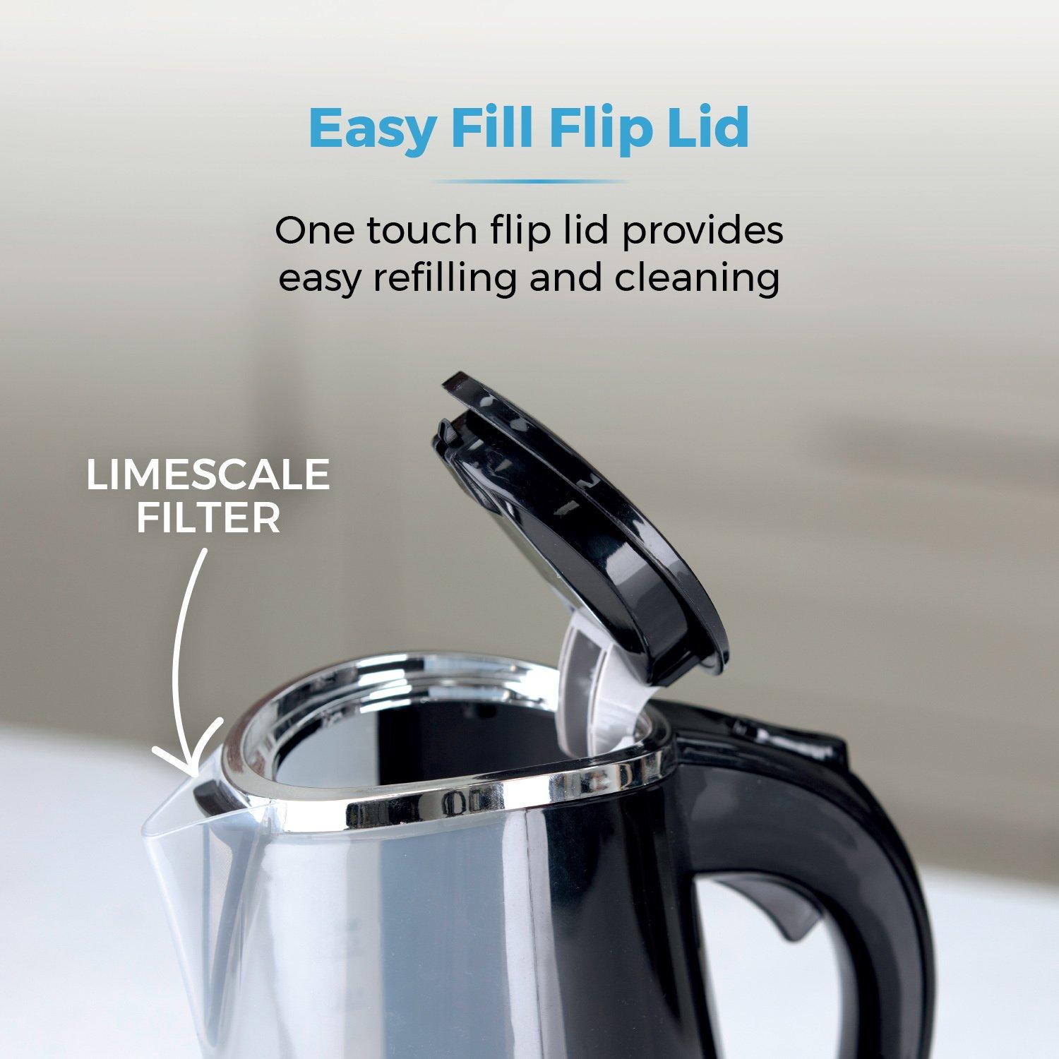 Black - Tower - 2200W 1.7 Litre LED Colour Changing Kettle - 5