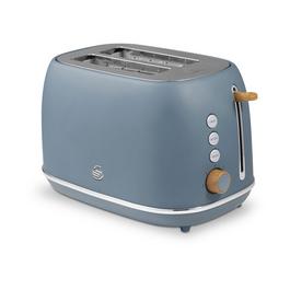 Swan Fjord 800W 2 Slice toaster Grey with Wooden Accent