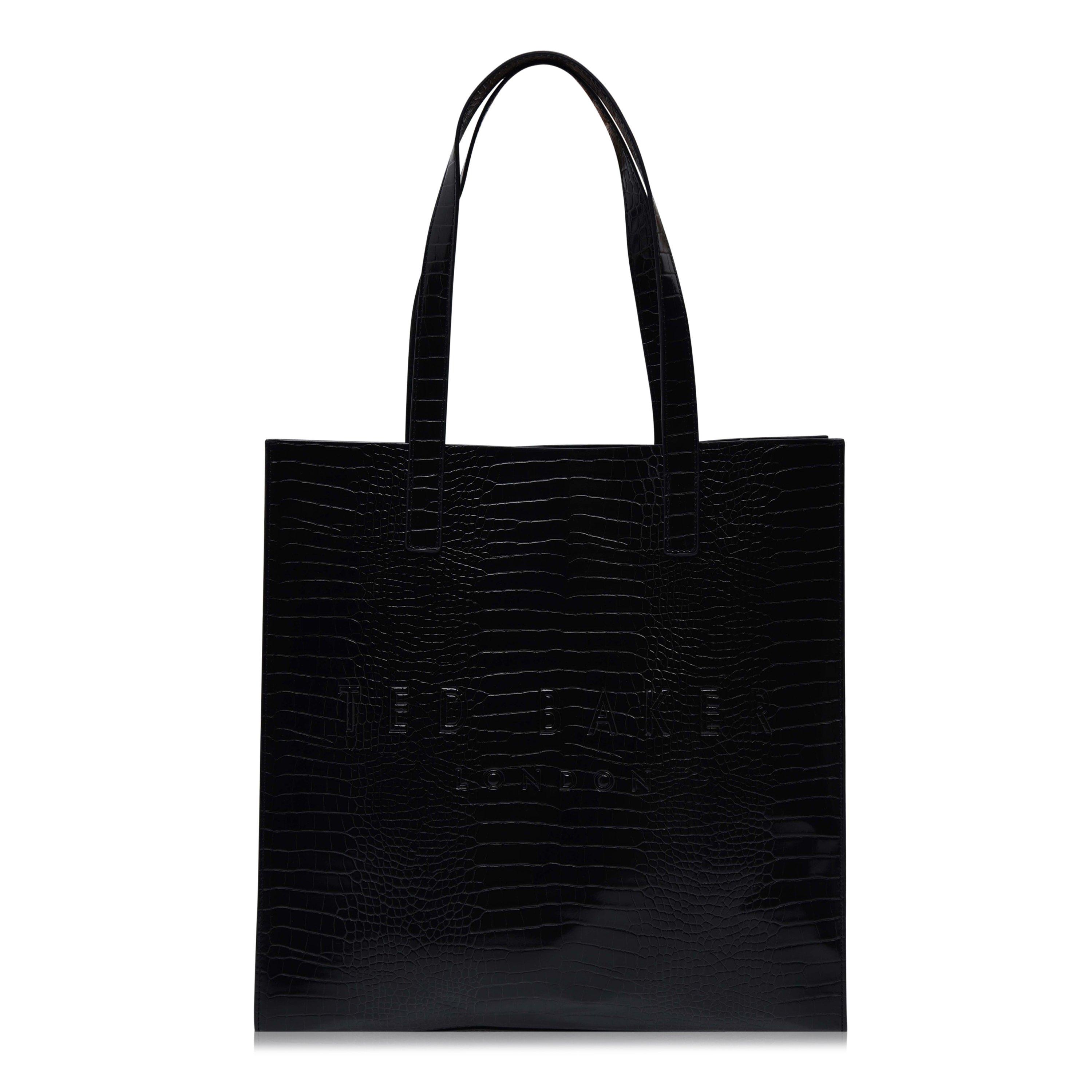 black - Ted Baker - Ted Baker Croc Textured Icon Tote Bag - 1